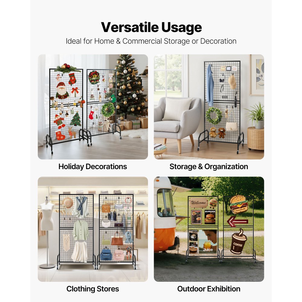 Πακέτα 2 πάνελ τοίχου VEVOR με πλέγμα, ράφι προβολής πάνελ συρμάτινου πλέγματος 898 x 1798 mm, κινητό ράφι προβολής έργων τέχνης με ρόδες και 10 γάντζους, μαύρο πλέγμα από ανθρακούχο χάλυβα για έκθεση χειροτεχνίας, διακόσμηση, αποθήκευση, πίνακα ανακοινώσεων Πακέτα 2 πάνελ τοίχου VEVOR με πλέγμα, ράφι προβολής πάνελ συρμάτινου πλέγματος 898 x 1798 mm, κινητό ράφι προβολής έργων τέχνης με ρόδες και 10 γάντζους, μαύρο πλέγμα από ανθρακούχο χάλυβα για έκθεση χειροτεχνίας, διακόσμηση, αποθήκευση, πίνακα ανακοινώσεων