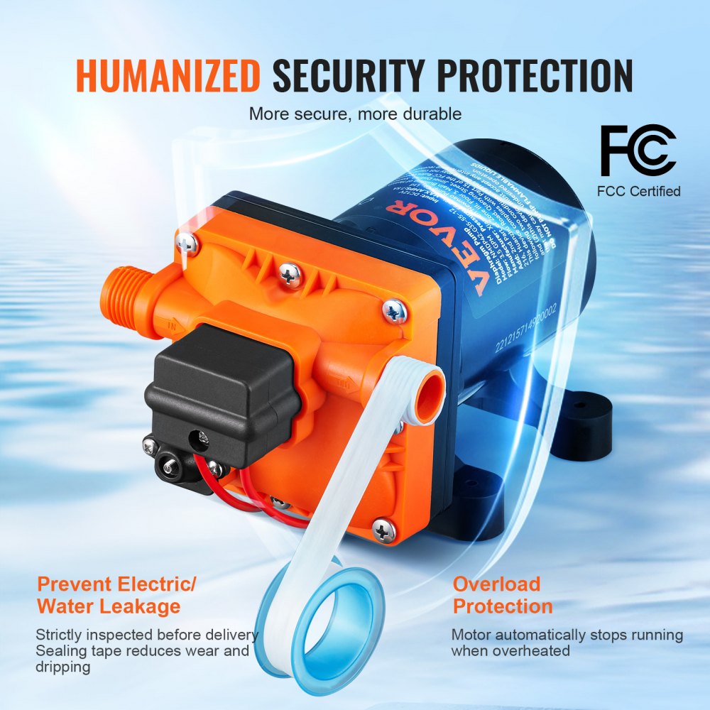 Αντλία διαφράγματος νερού VEVOR, 13,25 λίτρα, ονομαστική πίεση 55 PSI (ρυθμιζόμενη 40-80 PSI), αντλία ψεκασμού αυτόματης αναρρόφησης MNPT 12,7 mm με διακόπτη πίεσης για γκαζόν RV Camper Marine Boat, πιστοποιημένη από την FCC Αντλία διαφράγματος νερού VEVOR, 13,25 λίτρα, ονομαστική πίεση 55 PSI (ρυθμιζόμενη 40-80 PSI), αντλία ψεκασμού αυτόματης αναρρόφησης MNPT 12,7 mm με διακόπτη πίεσης για γκαζόν RV Camper Marine Boat, πιστοποιημένη από την FCC