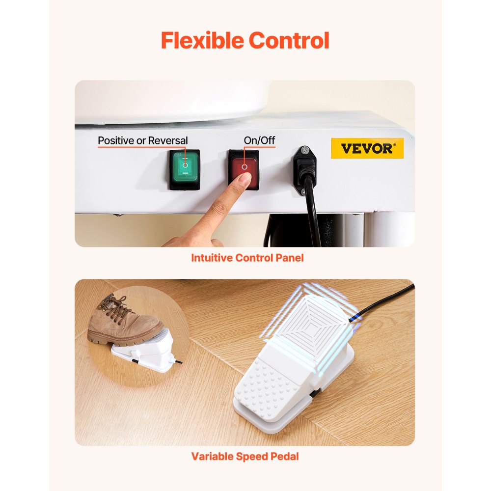 Τροχός κεραμικής VEVOR, μηχανή σχηματισμού κεραμικών τροχών 28 cm, ρυθμιζόμενο πεντάλ ποδιού με ταχύτητα 60-300 σ.α.λ., ρυθμιζόμενο πόδι ανύψωσης, αποσπώμενη λεκάνη, πλήρες κιτ αξεσουάρ εργαλείων για εργασία, χειροτεχνία, λευκό Τροχός κεραμικής VEVOR, μηχανή σχηματισμού κεραμικών τροχών 28 cm, ρυθμιζόμενο πεντάλ ποδιού με ταχύτητα 60-300 σ.α.λ., ρυθμιζόμενο πόδι ανύψωσης, αποσπώμενη λεκάνη, πλήρες κιτ αξεσουάρ εργαλείων για εργασία, χειροτεχνία, λευκό