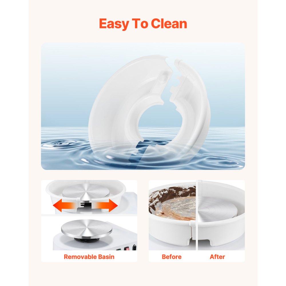 Τροχός κεραμικής VEVOR, μηχανή σχηματισμού κεραμικών τροχών 28 cm, ρυθμιζόμενο πεντάλ ποδιού με ταχύτητα 60-300 σ.α.λ., ρυθμιζόμενο πόδι ανύψωσης, αποσπώμενη λεκάνη, πλήρες κιτ αξεσουάρ εργαλείων για εργασία, χειροτεχνία, λευκό Τροχός κεραμικής VEVOR, μηχανή σχηματισμού κεραμικών τροχών 28 cm, ρυθμιζόμενο πεντάλ ποδιού με ταχύτητα 60-300 σ.α.λ., ρυθμιζόμενο πόδι ανύψωσης, αποσπώμενη λεκάνη, πλήρες κιτ αξεσουάρ εργαλείων για εργασία, χειροτεχνία, λευκό