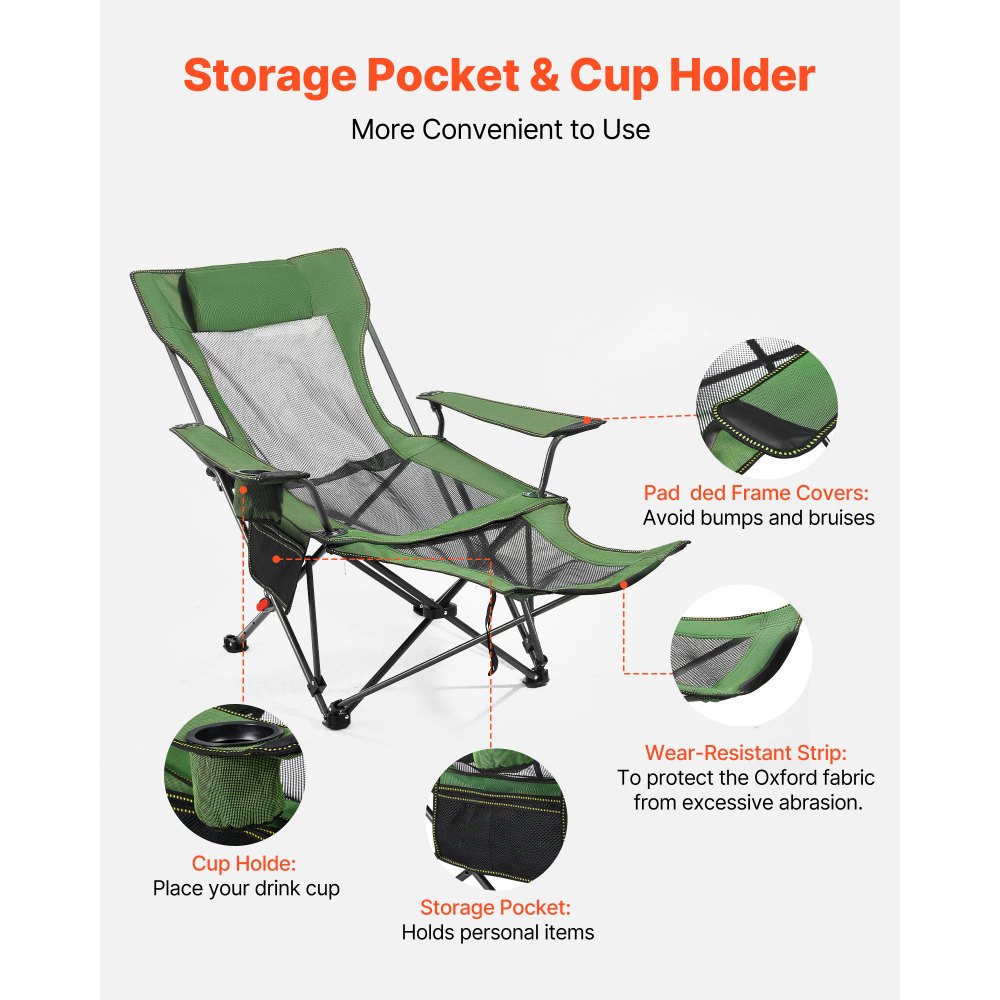 Ανακλινόμενη καρέκλα κάμπινγκ VEVOR, 4 ρυθμιζόμενες θέσεις, φορητή πτυσσόμενη ξαπλώστρα για ενήλικες, καρέκλα παραλίας από πλέγμα με προσκέφαλο και υποπόδιο, υποστηρίζει 120 κιλά, βαριές καρέκλες κάμπινγκ για βεράντα, πράσινη Ανακλινόμενη καρέκλα κάμπινγκ VEVOR, 4 ρυθμιζόμενες θέσεις, φορητή πτυσσόμενη ξαπλώστρα για ενήλικες, καρέκλα παραλίας από πλέγμα με προσκέφαλο και υποπόδιο, υποστηρίζει 120 κιλά, βαριές καρέκλες κάμπινγκ για βεράντα, πράσινη