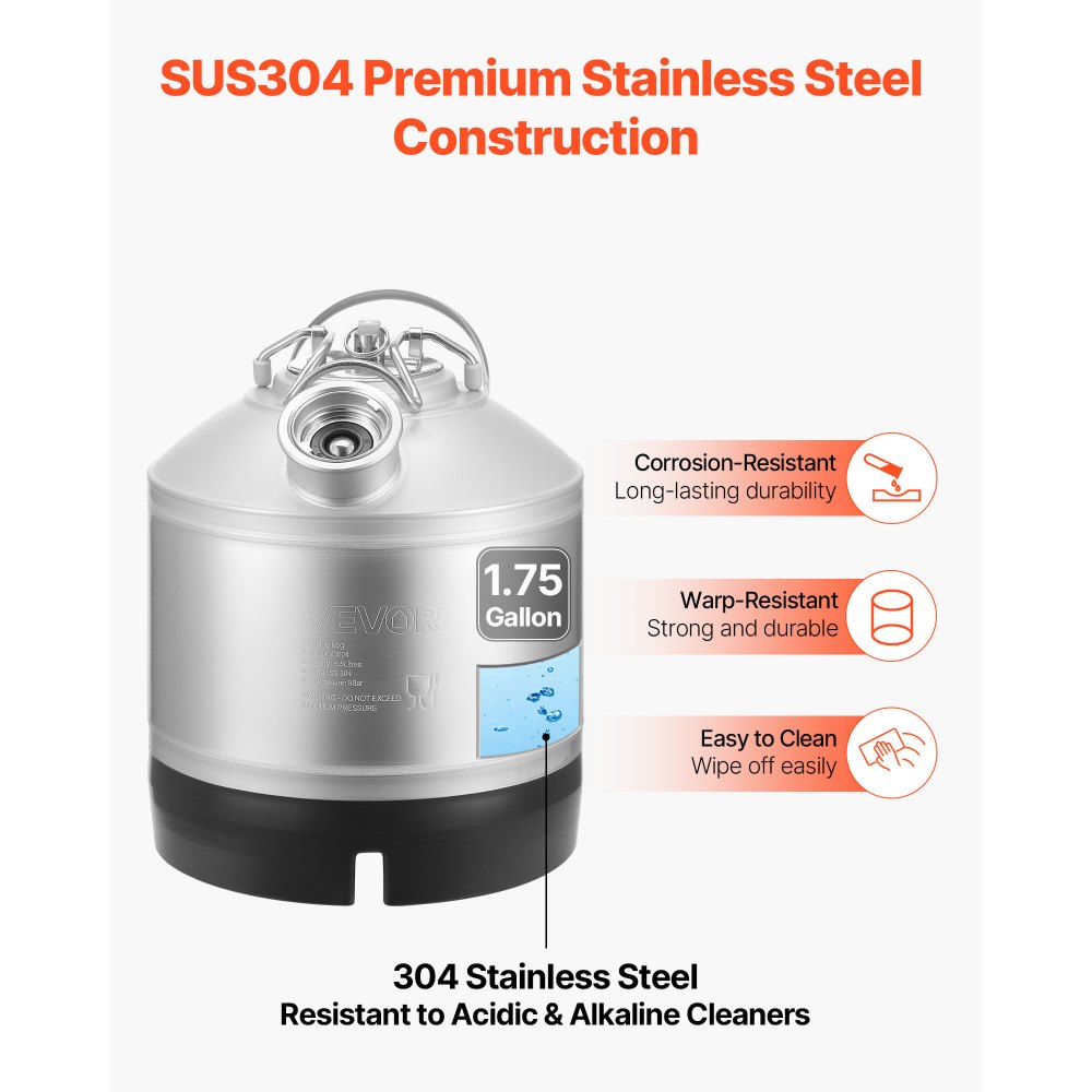 Βαρέλι καθαρισμού VEVOR, Κιτ καθαρισμού γραμμών βαρελιού 6,5 λίτρων με σύνδεση D και λαστιχένια βάση, Καθαριστικό γραμμών μπύρας που χρησιμοποιείται για τον καθαρισμό γραμμών μπύρας, Κιτ καθαρισμού γραμμών μπύρας από ανοξείδωτο ατσάλι 304 Βαρέλι καθαρισμού VEVOR, Κιτ καθαρισμού γραμμών βαρελιού 6,5 λίτρων με σύνδεση D και λαστιχένια βάση, Καθαριστικό γραμμών μπύρας που χρησιμοποιείται για τον καθαρισμό γραμμών μπύρας, Κιτ καθαρισμού γραμμών μπύρας από ανοξείδωτο ατσάλι 304