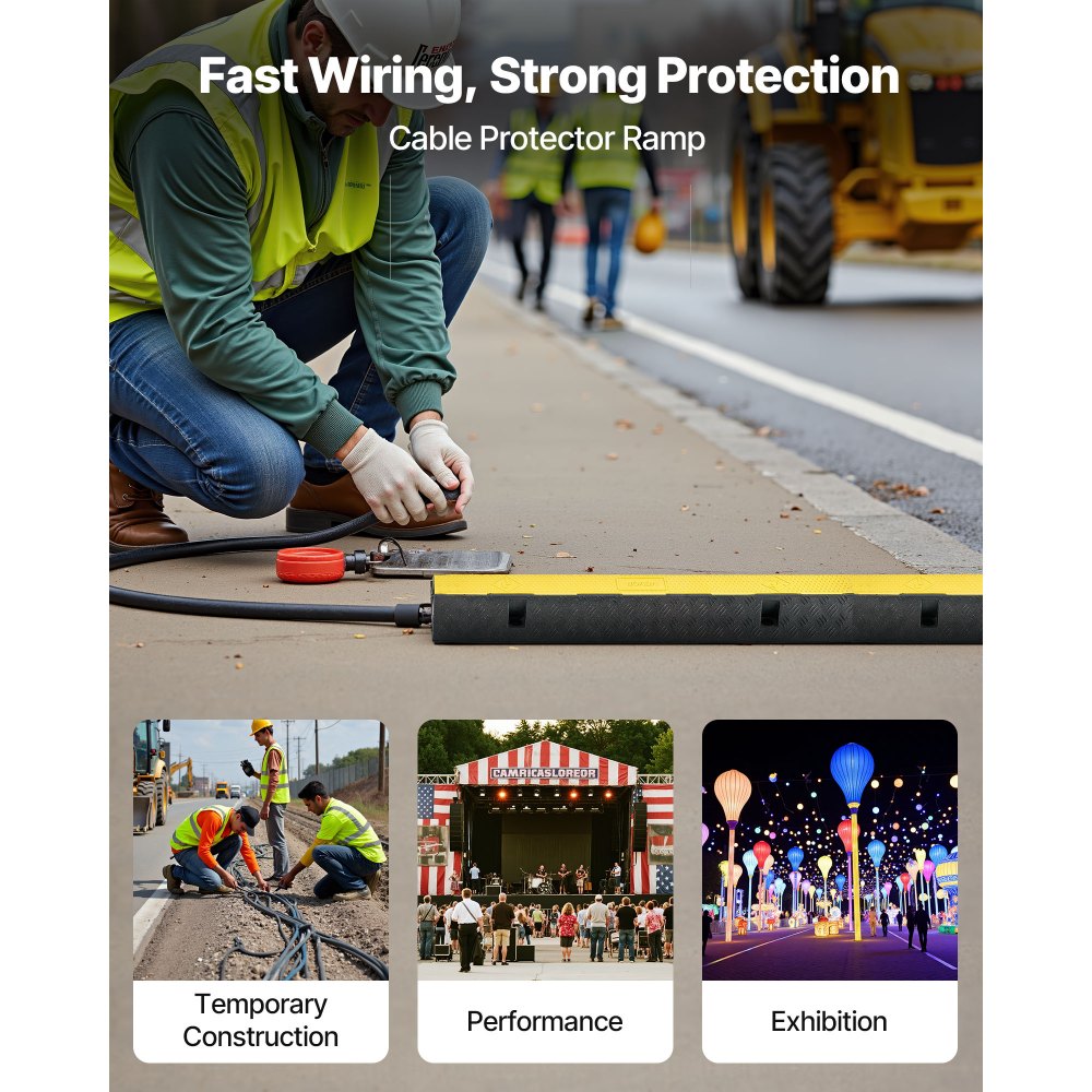 Ράμπα προστασίας καλωδίων VEVOR, χωρητικότητα 9.979 kg/άξονα, κάλυμμα εύκαμπτου σωλήνα από καουτσούκ βαρέως τύπου 1 καναλιού, κανάλι 70 x 50 mm, σαμαράκι ταχύτητας κυκλοφορίας με άνοιγμα στο πάνω μέρος, για εσωτερική και εξωτερική χρήση, 1 τεμάχιο Ράμπα προστασίας καλωδίων VEVOR, χωρητικότητα 9.979 kg/άξονα, κάλυμμα εύκαμπτου σωλήνα από καουτσούκ βαρέως τύπου 1 καναλιού, κανάλι 70 x 50 mm, σαμαράκι ταχύτητας κυκλοφορίας με άνοιγμα στο πάνω μέρος, για εσωτερική και εξωτερική χρήση, 1 τεμάχιο