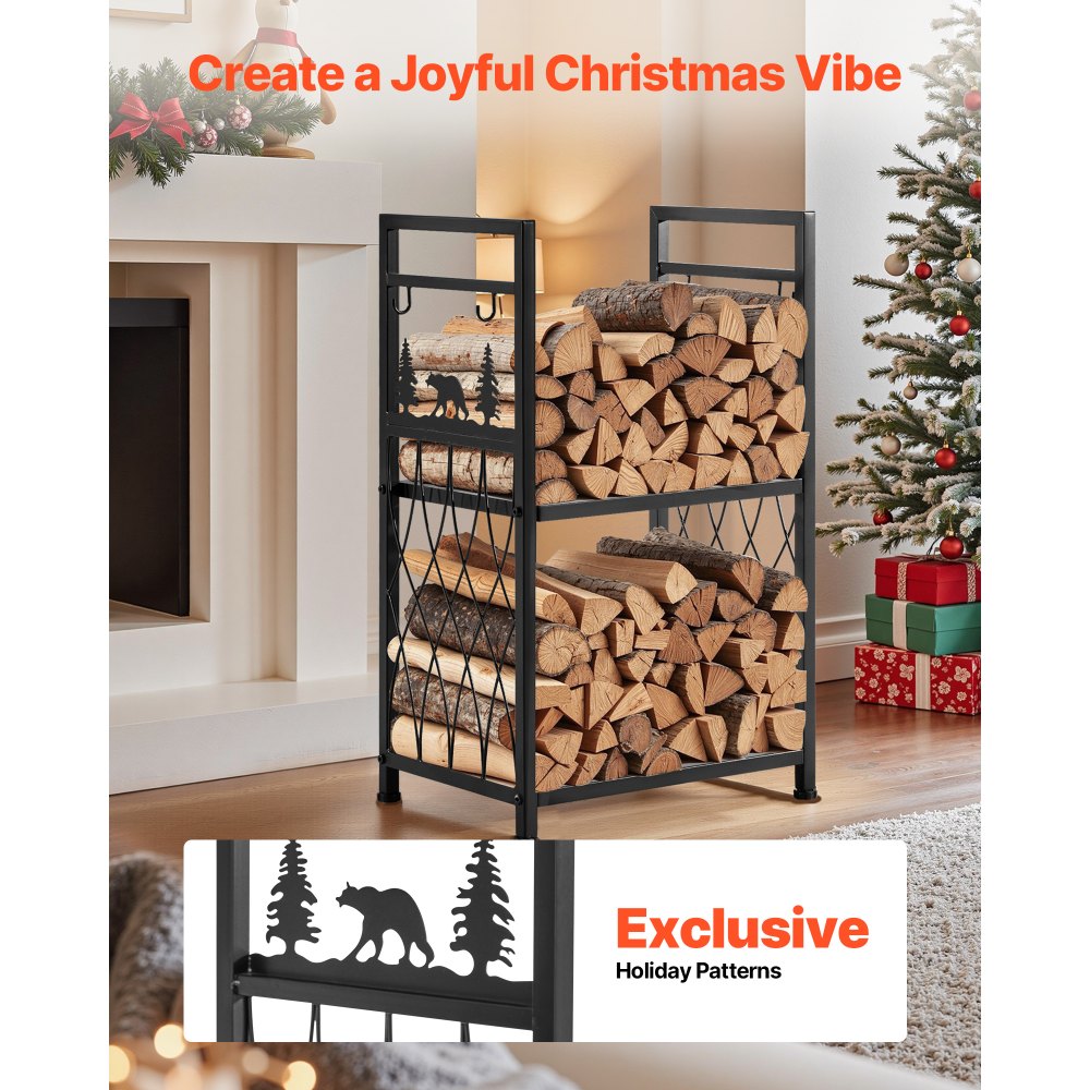 Ράφι καυσόξυλων VEVOR εσωτερικού χώρου, Θήκη καυσόξυλων 45,5 cm 2 επιπέδων με εργαλεία τζακιού, βούρτσα, φτυάρι, πόκερ, λαβίδες, Ράφι ξύλου βαρέως τύπου, χωρητικότητα βάρους 400 λίβρες, Στοιβακτής αποθήκευσης σωρών ξύλων για τζάκι Ράφι καυσόξυλων VEVOR εσωτερικού χώρου, Θήκη καυσόξυλων 45,5 cm 2 επιπέδων με εργαλεία τζακιού, βούρτσα, φτυάρι, πόκερ, λαβίδες, Ράφι ξύλου βαρέως τύπου, χωρητικότητα βάρους 400 λίβρες, Στοιβακτής αποθήκευσης σωρών ξύλων για τζάκι