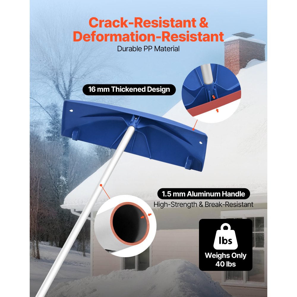 Τσουγκράνα χιονιού VEVOR, πλαστική λεπίδα PP 60cm, ρυθμιζόμενη ξύστρα χιονιού στέγης 1,18-5,55 m με ρόδες, εργαλείο αφαίρεσης χιονιού με αντιολισθητική λαβή, ελαφριά τσουγκράνα στέγης σπιτιού για αφαίρεση φύλλων και υπολειμμάτων Τσουγκράνα χιονιού VEVOR, πλαστική λεπίδα PP 60cm, ρυθμιζόμενη ξύστρα χιονιού στέγης 1,18-5,55 m με ρόδες, εργαλείο αφαίρεσης χιονιού με αντιολισθητική λαβή, ελαφριά τσουγκράνα στέγης σπιτιού για αφαίρεση φύλλων και υπολειμμάτων