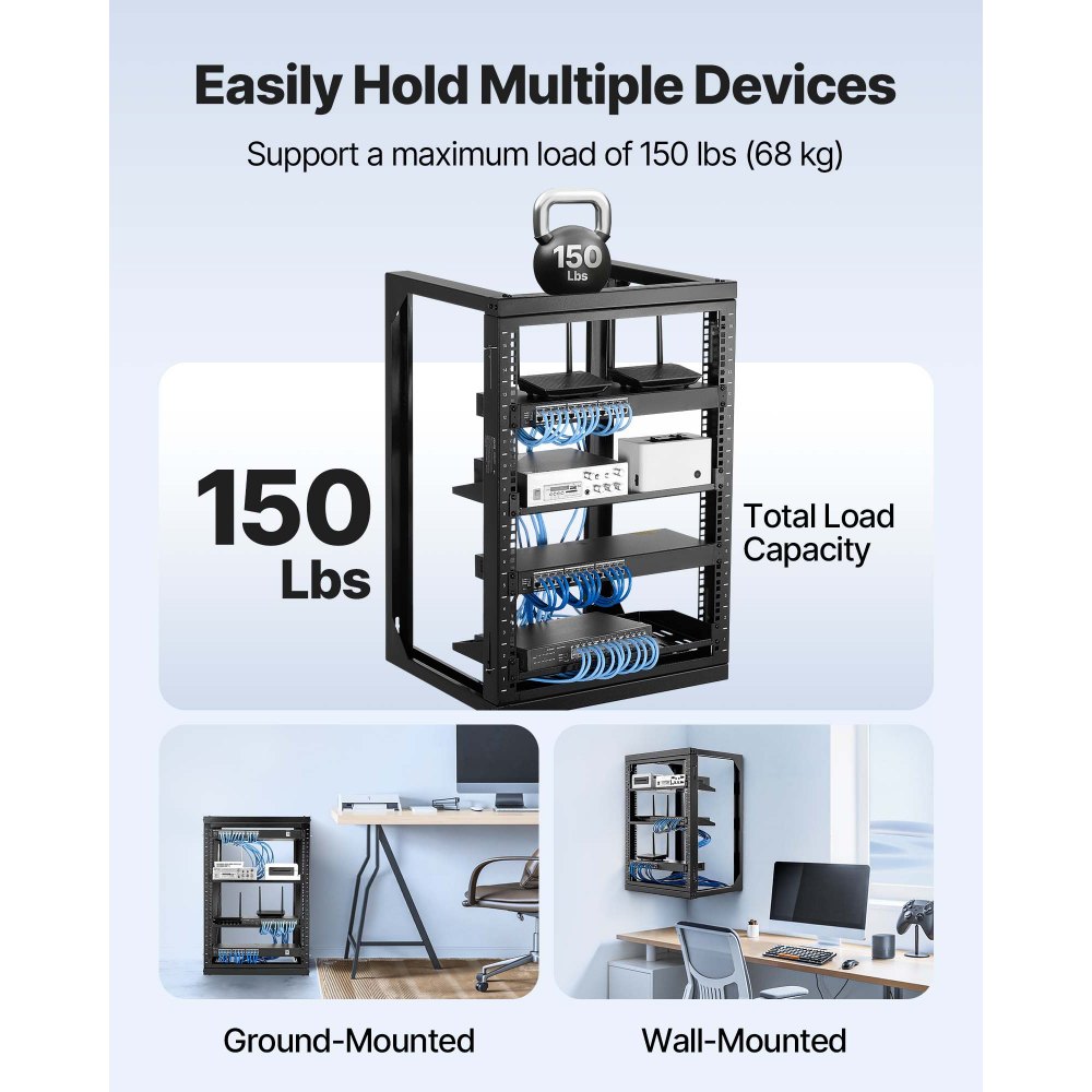 Rack διακομιστή VEVOR 15U για τοποθέτηση σε τοίχο, μέγιστη χωρητικότητα φορτίου 68,04 kg, Rack δικτύου ανοιχτού πλαισίου με περιστρεφόμενη πόρτα 180 μοιρών, από ανθρακούχο χάλυβα, ιδανικό για εξοπλισμό δικτύου IT και συσκευές AV, διακομιστής υπολογιστή, μαύρο Rack διακομιστή VEVOR 15U για τοποθέτηση σε τοίχο, μέγιστη χωρητικότητα φορτίου 68,04 kg, Rack δικτύου ανοιχτού πλαισίου με περιστρεφόμενη πόρτα 180 μοιρών, από ανθρακούχο χάλυβα, ιδανικό για εξοπλισμό δικτύου IT και συσκευές AV, διακομιστής υπολογιστή, μαύρο