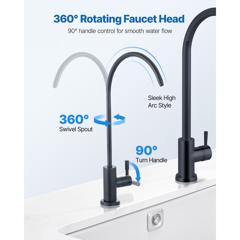 Βρύση από ανοξείδωτο ατσάλι VEVOR, Βρύσες καθαρισμού νερού χωρίς μόλυβδο, Βρύση αντίστροφης όσμωσης με βαλβίδα από συμπαγές ορείχαλκο, Βρύσες πόσιμου νερού υψηλής αψίδας για νεροχύτη κουζίνας, πάγκο μπαρ, καφετέρια, ματ μαύρο Βρύση από ανοξείδωτο ατσάλι VEVOR, Βρύσες καθαρισμού νερού χωρίς μόλυβδο, Βρύση αντίστροφης όσμωσης με βαλβίδα από συμπαγές ορείχαλκο, Βρύσες πόσιμου νερού υψηλής αψίδας για νεροχύτη κουζίνας, πάγκο μπαρ, καφετέρια, ματ μαύρο