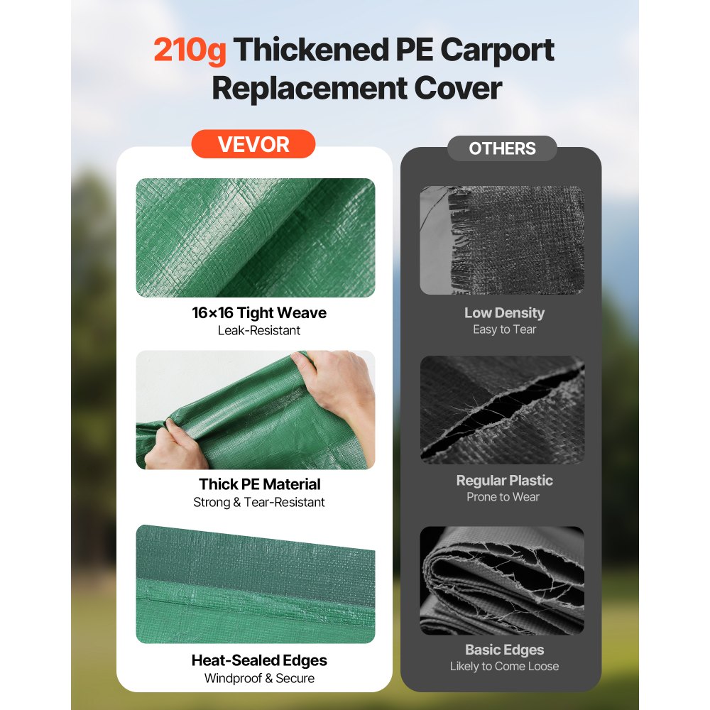 Ανταλλακτικό στέγαστρο VEVOR, μουσαμάς οροφής σκηνής γκαράζ 3 x 6 m, ανθεκτικός στην υπεριώδη ακτινοβολία και αδιάβροχος μουσαμάς στεγάστρου αυτοκινήτου, κάλυμμα θύρας αυτοκινήτου βαρέως τύπου με σφαιρικά καροτσάκια, σκούρο πράσινο, το πλαίσιο δεν περιλαμβάνεται Ανταλλακτικό στέγαστρο VEVOR, μουσαμάς οροφής σκηνής γκαράζ 3 x 6 m, ανθεκτικός στην υπεριώδη ακτινοβολία και αδιάβροχος μουσαμάς στεγάστρου αυτοκινήτου, κάλυμμα θύρας αυτοκινήτου βαρέως τύπου με σφαιρικά καροτσάκια, σκούρο πράσινο, το πλαίσιο δεν περιλαμβάνεται