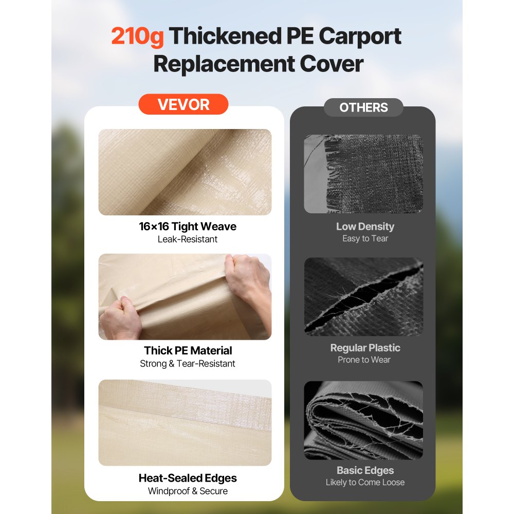 Ανταλλακτικό στέγαστρο VEVOR, μουσαμάς οροφής σκηνής γκαράζ 3,6 x 6 m, ανθεκτικός στην υπεριώδη ακτινοβολία και αδιάβροχος μουσαμάς στεγάστρου αυτοκινήτου, κάλυμμα θύρας αυτοκινήτου βαρέως τύπου με σφαιρικά καροτσάκια, μπεζ, δεν περιλαμβάνεται πλαίσιο Ανταλλακτικό στέγαστρο VEVOR, μουσαμάς οροφής σκηνής γκαράζ 3,6 x 6 m, ανθεκτικός στην υπεριώδη ακτινοβολία και αδιάβροχος μουσαμάς στεγάστρου αυτοκινήτου, κάλυμμα θύρας αυτοκινήτου βαρέως τύπου με σφαιρικά καροτσάκια, μπεζ, δεν περιλαμβάνεται πλαίσιο