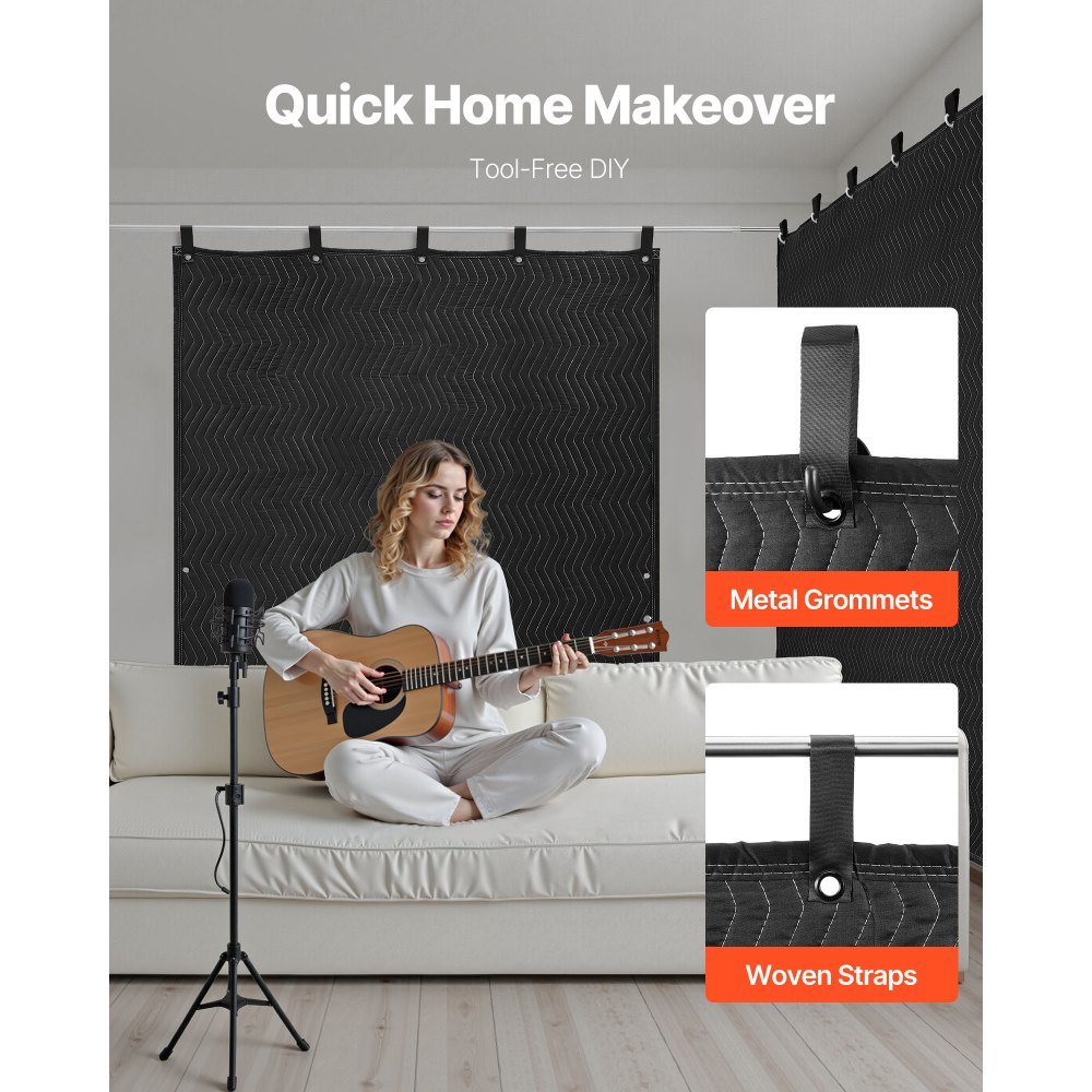 Κουβέρτες ηχομόνωσης VEVOR, Ηχομονωτικές κουρτίνες με 2032 x 1219 mm, Ηχομονωτική κουβέρτα με ροδέλες, Κουβέρτα με ροδέλες στούντιο, για παράθυρο, πόρτα, μπλοκάρισμα φωτός, ηχογράφηση μουσικής, μαύρη Κουβέρτες ηχομόνωσης VEVOR, Ηχομονωτικές κουρτίνες με 2032 x 1219 mm, Ηχομονωτική κουβέρτα με ροδέλες, Κουβέρτα με ροδέλες στούντιο, για παράθυρο, πόρτα, μπλοκάρισμα φωτός, ηχογράφηση μουσικής, μαύρη