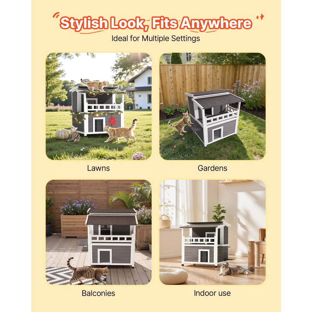 Μονωμένο σπιτάκι γάτας VEVOR, διώροφο ξύλινο καταφύγιο γάτας, μόνωση αφρού, καταφύγιο άγριας γάτας με μπαλκόνι, αδιάβροχα διαμερίσματα για γάτες εσωτερικού και εξωτερικού χώρου 1-3 γάτες το χειμώνα 84 × 75 × 82 cm Μονωμένο σπιτάκι γάτας VEVOR, διώροφο ξύλινο καταφύγιο γάτας, μόνωση αφρού, καταφύγιο άγριας γάτας με μπαλκόνι, αδιάβροχα διαμερίσματα για γάτες εσωτερικού και εξωτερικού χώρου 1-3 γάτες το χειμώνα 84 × 75 × 82 cm
