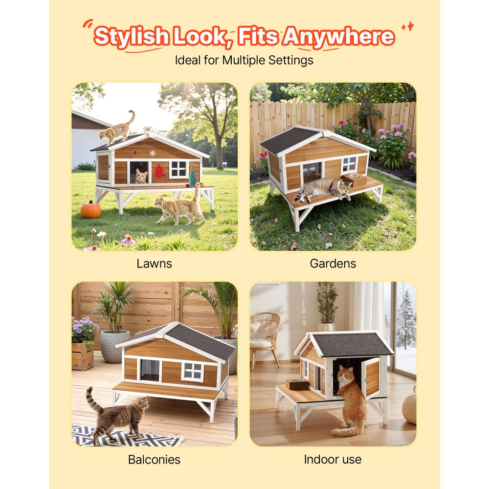 Μονωμένο σπιτάκι γάτας VEVOR, Υπερυψωμένο καταφύγιο γάτας με μόνωση αφρού σε όλη την έκταση, Ξύλινο καταφύγιο άγριας γάτας με μεγάλη πλατφόρμα, Αδιάβροχα διαμερίσματα για γάτες εσωτερικού και εξωτερικού χώρου το χειμώνα 110 x 85 x 78 cm Μονωμένο σπιτάκι γάτας VEVOR, Υπερυψωμένο καταφύγιο γάτας με μόνωση αφρού σε όλη την έκταση, Ξύλινο καταφύγιο άγριας γάτας με μεγάλη πλατφόρμα, Αδιάβροχα διαμερίσματα για γάτες εσωτερικού και εξωτερικού χώρου το χειμώνα 110 x 85 x 78 cm