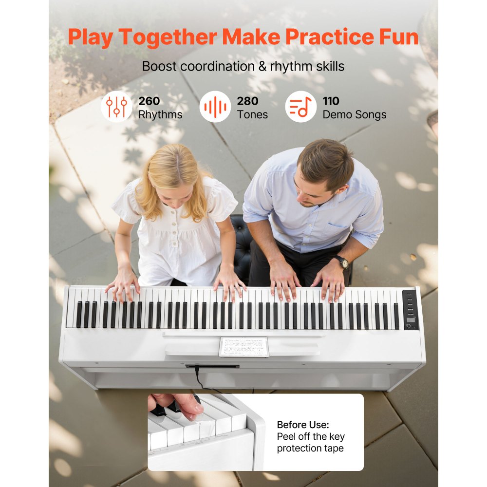 Ψηφιακό πιάνο VEVOR με βάρη, 88 πλήκτρα με πλήρη βάρη, ηλεκτρικό πληκτρολόγιο πιάνου με βάση επίπλωσης, τροφοδοτικό, τριπλό πεντάλ, λειτουργία εγγραφής, 280 τόνοι, ασύρματη σύνδεση, για αρχάριους, λευκό Ψηφιακό πιάνο VEVOR με βάρη, 88 πλήκτρα με πλήρη βάρη, ηλεκτρικό πληκτρολόγιο πιάνου με βάση επίπλωσης, τροφοδοτικό, τριπλό πεντάλ, λειτουργία εγγραφής, 280 τόνοι, ασύρματη σύνδεση, για αρχάριους, λευκό