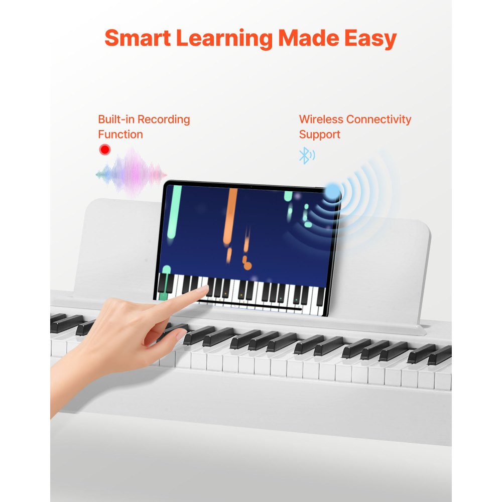 Ψηφιακό πιάνο VEVOR με βάρη, 88 πλήκτρα με πλήρη βάρη, ηλεκτρικό πληκτρολόγιο πιάνου με βάση επίπλωσης, τροφοδοτικό, τριπλό πεντάλ, λειτουργία εγγραφής, 280 τόνοι, ασύρματη σύνδεση, για αρχάριους, λευκό Ψηφιακό πιάνο VEVOR με βάρη, 88 πλήκτρα με πλήρη βάρη, ηλεκτρικό πληκτρολόγιο πιάνου με βάση επίπλωσης, τροφοδοτικό, τριπλό πεντάλ, λειτουργία εγγραφής, 280 τόνοι, ασύρματη σύνδεση, για αρχάριους, λευκό