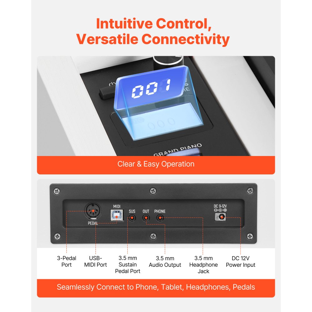 Ψηφιακό πιάνο VEVOR με βάρη, 88 πλήκτρα με πλήρη βάρη, ηλεκτρικό πληκτρολόγιο πιάνου με βάση επίπλωσης, τροφοδοτικό, τριπλό πεντάλ, λειτουργία εγγραφής, 280 τόνοι, ασύρματη σύνδεση, για αρχάριους, λευκό Ψηφιακό πιάνο VEVOR με βάρη, 88 πλήκτρα με πλήρη βάρη, ηλεκτρικό πληκτρολόγιο πιάνου με βάση επίπλωσης, τροφοδοτικό, τριπλό πεντάλ, λειτουργία εγγραφής, 280 τόνοι, ασύρματη σύνδεση, για αρχάριους, λευκό