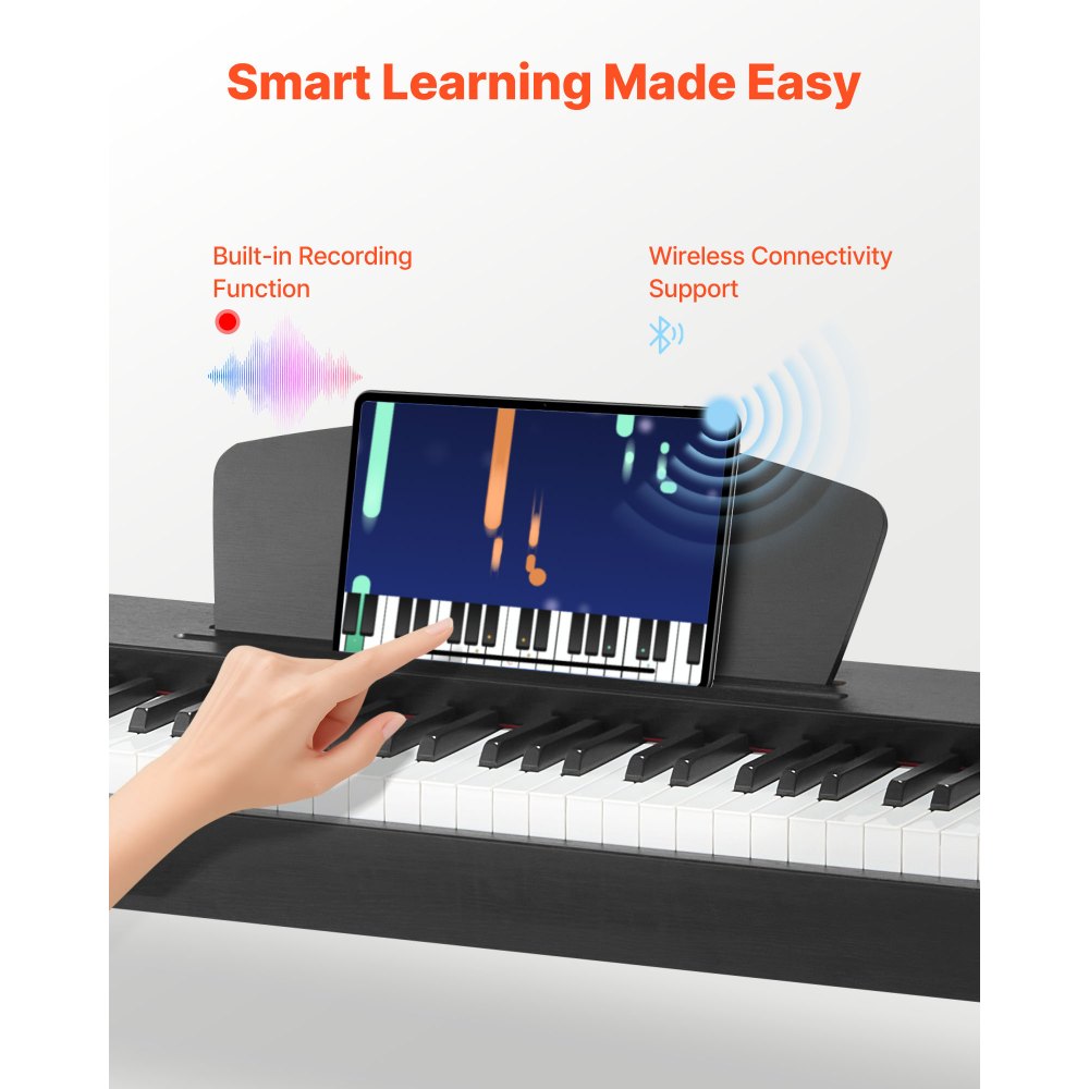 Ψηφιακό πιάνο VEVOR με βάρη, 88 πλήκτρα με πλήρη βάρη, διπλό πληκτρολόγιο και ηχεία ηλεκτρικού πιάνου, με πεντάλ Sustain, λειτουργία εγγραφής, 238 τόνοι, ασύρματη σύνδεση, για αρχάριους, χωρίς βάση Ψηφιακό πιάνο VEVOR με βάρη, 88 πλήκτρα με πλήρη βάρη, διπλό πληκτρολόγιο και ηχεία ηλεκτρικού πιάνου, με πεντάλ Sustain, λειτουργία εγγραφής, 238 τόνοι, ασύρματη σύνδεση, για αρχάριους, χωρίς βάση