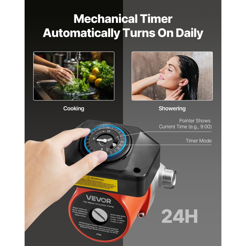Αντλία ανακυκλοφορίας ζεστού νερού VEVOR, με χρονοδιακόπτη, κιτ αντλίας άμεσης ανακυκλοφορίας 38 LPM, σύστημα κυκλοφορητή, 100W AC 220-240V, σύνδεσμος G3/4 σε G1/2 in, για λέβητα, ηλιακό θερμοσίφωνα Αντλία ανακυκλοφορίας ζεστού νερού VEVOR, με χρονοδιακόπτη, κιτ αντλίας άμεσης ανακυκλοφορίας 38 LPM, σύστημα κυκλοφορητή, 100W AC 220-240V, σύνδεσμος G3/4 σε G1/2 in, για λέβητα, ηλιακό θερμοσίφωνα