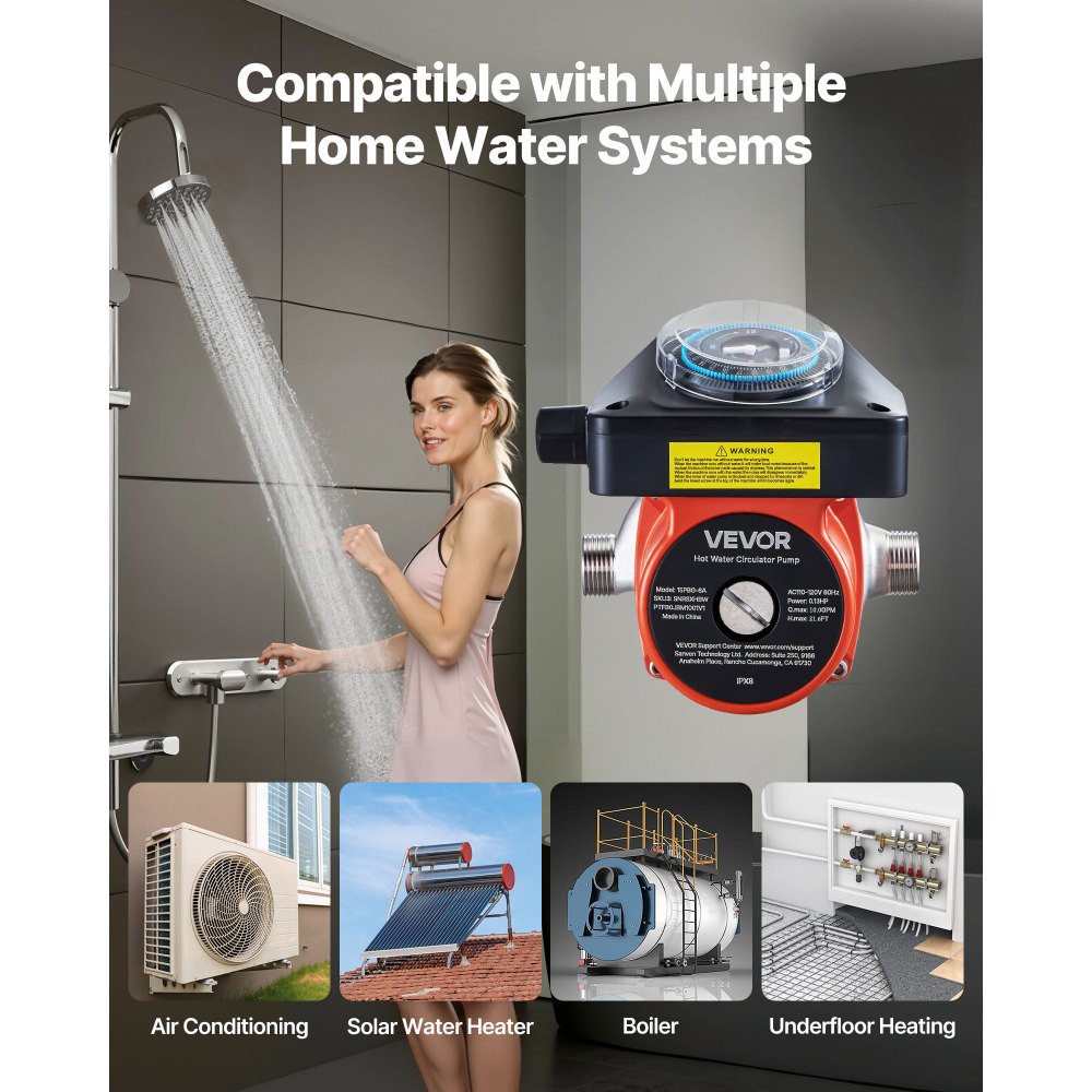 Αντλία ανακυκλοφορίας ζεστού νερού VEVOR, με χρονοδιακόπτη, κιτ αντλίας άμεσης ανακυκλοφορίας 38 LPM, σύστημα κυκλοφορητή, 100W AC 220-240V, σύνδεσμος G3/4 σε G1/2 in, για λέβητα, ηλιακό θερμοσίφωνα Αντλία ανακυκλοφορίας ζεστού νερού VEVOR, με χρονοδιακόπτη, κιτ αντλίας άμεσης ανακυκλοφορίας 38 LPM, σύστημα κυκλοφορητή, 100W AC 220-240V, σύνδεσμος G3/4 σε G1/2 in, για λέβητα, ηλιακό θερμοσίφωνα
