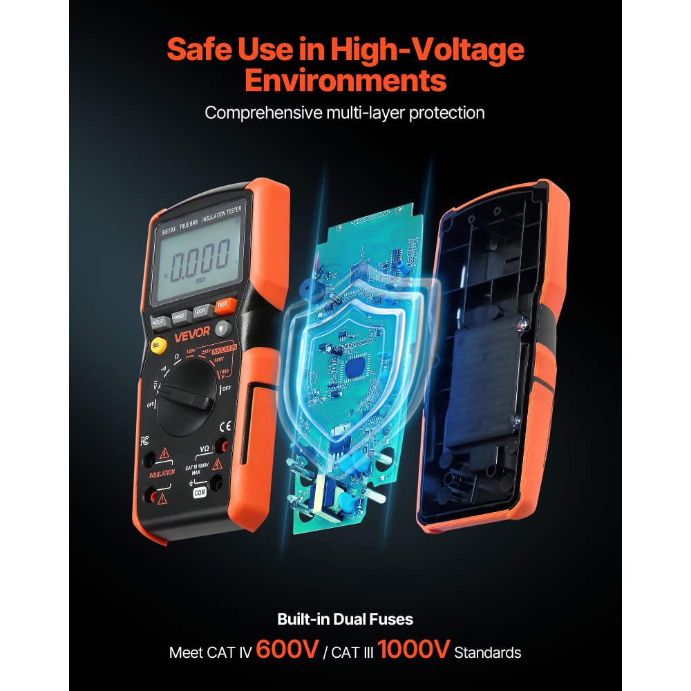 Ψηφιακό πολύμετρο VEVOR, βολτόμετρο TRMS 4000 μετρήσεων, ωμόμετρο, δοκιμαστής τάσης 1000V AC/DC με δυνατότητα εναλλαγής αυτόματης/χειροκίνητης περιοχής για μέτρηση τάσης, αντίστασης και συνέχειας Ψηφιακό πολύμετρο VEVOR, βολτόμετρο TRMS 4000 μετρήσεων, ωμόμετρο, δοκιμαστής τάσης 1000V AC/DC με δυνατότητα εναλλαγής αυτόματης/χειροκίνητης περιοχής για μέτρηση τάσης, αντίστασης και συνέχειας
