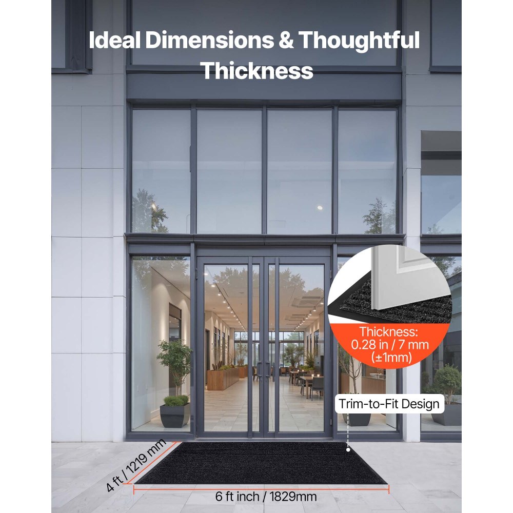 Πατάκι εισόδου VEVOR, 1829 x 1219 mm, εμπορικό πατάκι δαπέδου για εσωτερικούς και εξωτερικούς χώρους, κομψό ριγέ βιομηχανικό χαλί με επένδυση PVC, βαρέως τύπου πλενόμενο χαλί εισόδου για διάδρομο, μπαλκόνι, γκαράζ, γκρι Πατάκι εισόδου VEVOR, 1829 x 1219 mm, εμπορικό πατάκι δαπέδου για εσωτερικούς και εξωτερικούς χώρους, κομψό ριγέ βιομηχανικό χαλί με επένδυση PVC, βαρέως τύπου πλενόμενο χαλί εισόδου για διάδρομο, μπαλκόνι, γκαράζ, γκρι