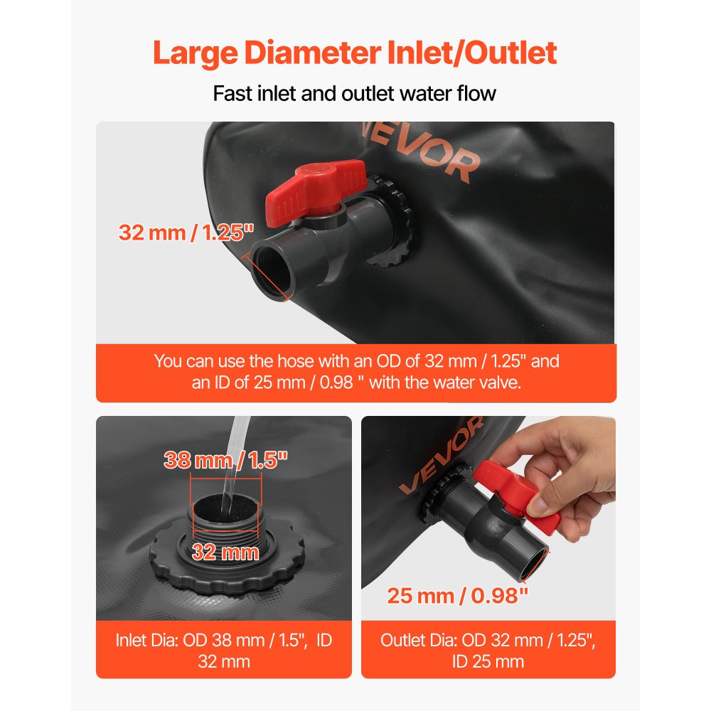 Κύστη αποθήκευσης νερού VEVOR, Δεξαμενή αποθήκευσης νερού 540L, Κύστη μαλακής σακούλας μεγάλης χωρητικότητας από PVC 1000D, Πτυσσόμενη φορητή για άρδευση κήπου, κάμπινγκ, τροχόσπιτο, χρήση έκτακτης ανάγκης - Μαύρο Κύστη αποθήκευσης νερού VEVOR, Δεξαμενή αποθήκευσης νερού 540L, Κύστη μαλακής σακούλας μεγάλης χωρητικότητας από PVC 1000D, Πτυσσόμενη φορητή για άρδευση κήπου, κάμπινγκ, τροχόσπιτο, χρήση έκτακτης ανάγκης - Μαύρο