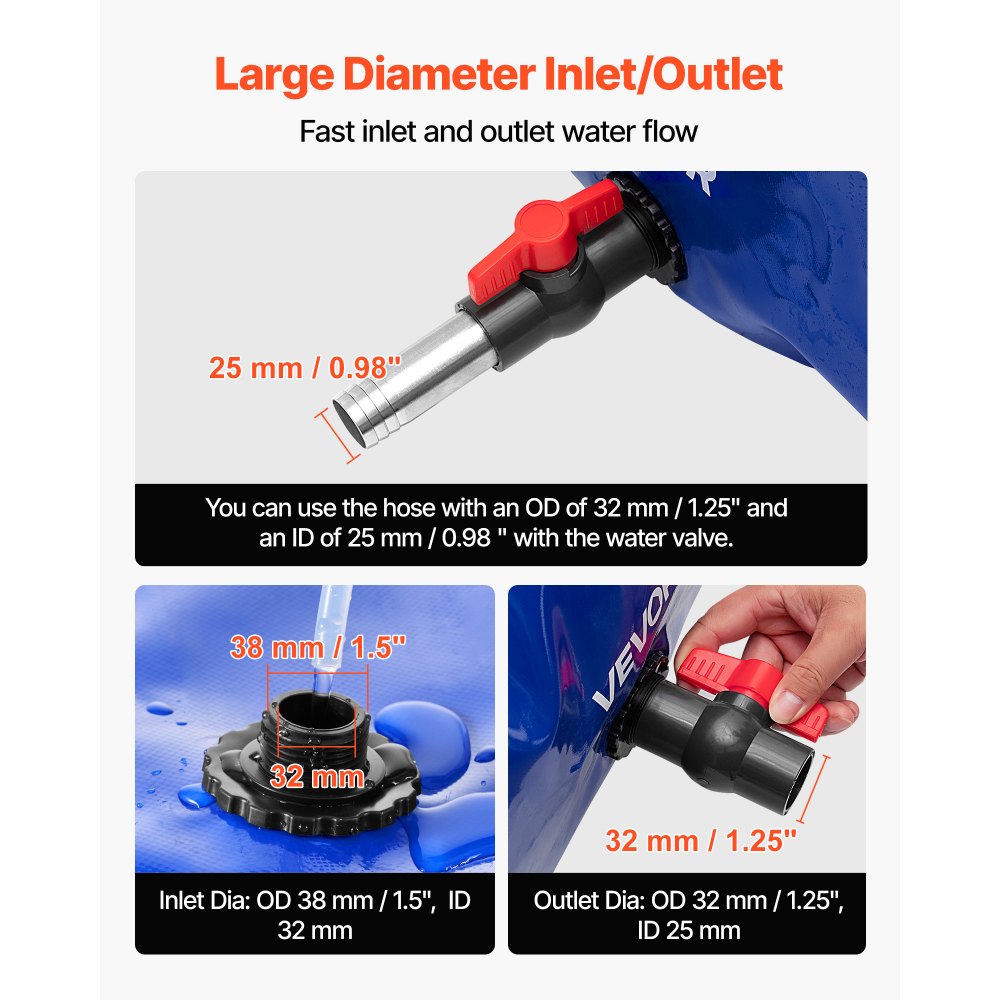 Κύστη αποθήκευσης νερού VEVOR, Δεξαμενή αποθήκευσης νερού 1000L, Κύστη μαλακής σακούλας από PVC εξαιρετικά μεγάλης χωρητικότητας 1000D, Πτυσσόμενη φορητή για άρδευση κήπου, κατασκήνωση, τροχόσπιτο, πρόληψη πυρκαγιάς Κύστη αποθήκευσης νερού VEVOR, Δεξαμενή αποθήκευσης νερού 1000L, Κύστη μαλακής σακούλας από PVC εξαιρετικά μεγάλης χωρητικότητας 1000D, Πτυσσόμενη φορητή για άρδευση κήπου, κατασκήνωση, τροχόσπιτο, πρόληψη πυρκαγιάς