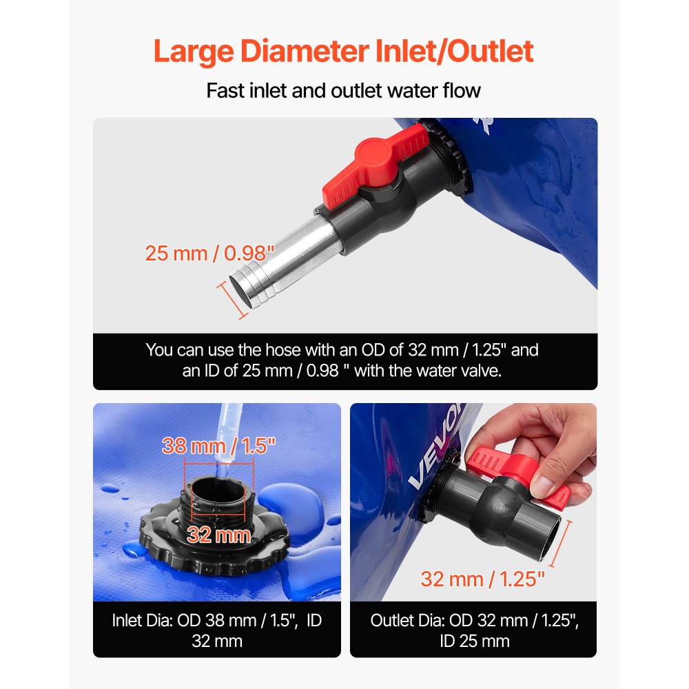 Κύστη αποθήκευσης νερού VEVOR, Δεξαμενή αποθήκευσης νερού 540L, Κύστη μαλακής σακούλας μεγάλης χωρητικότητας από PVC 1000D, Πτυσσόμενη φορητή για άρδευση κήπου, κάμπινγκ, τροχόσπιτο, πρόληψη πυρκαγιάς - Μπλε Κύστη αποθήκευσης νερού VEVOR, Δεξαμενή αποθήκευσης νερού 540L, Κύστη μαλακής σακούλας μεγάλης χωρητικότητας από PVC 1000D, Πτυσσόμενη φορητή για άρδευση κήπου, κάμπινγκ, τροχόσπιτο, πρόληψη πυρκαγιάς - Μπλε