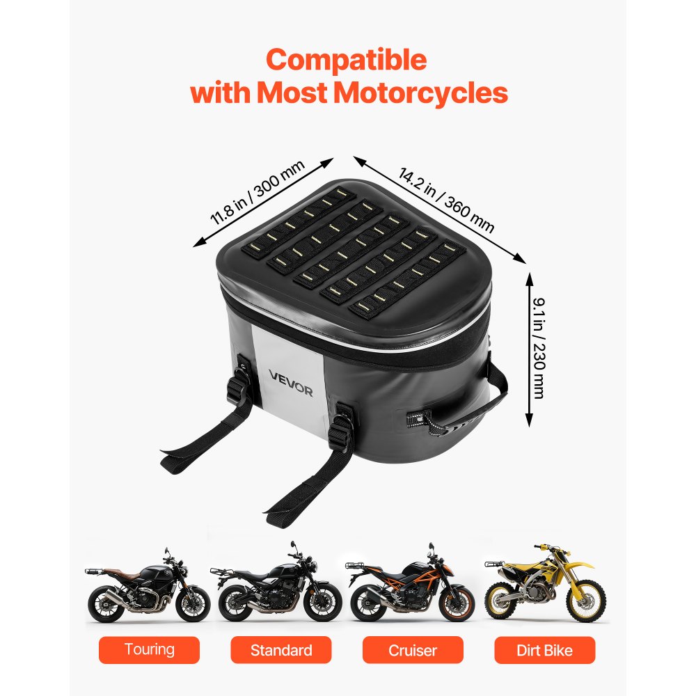 Τσάντα πίσω καθίσματος μοτοσικλέτας VEVOR, τσάντα πίσω καθίσματος μοτοσικλέτας 28 λίτρων με αδιάβροχο ύφασμα, τσάντα αποσκευών μοτοσικλέτας για υπαίθριες αθλητικές δραστηριότητες, τσάντα πορτμπαγκάζ με τσέπη και ρυθμιζόμενη αγκράφα, πίσω σχάρες γενικής χρήσης, μαύρη Τσάντα πίσω καθίσματος μοτοσικλέτας VEVOR, τσάντα πίσω καθίσματος μοτοσικλέτας 28 λίτρων με αδιάβροχο ύφασμα, τσάντα αποσκευών μοτοσικλέτας για υπαίθριες αθλητικές δραστηριότητες, τσάντα πορτμπαγκάζ με τσέπη και ρυθμιζόμενη αγκράφα, πίσω σχάρες γενικής χρήσης, μαύρη