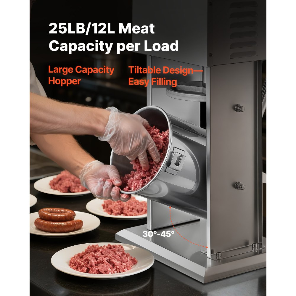 Ηλεκτρικός γεμιστής λουκάνικων VEVOR, κάθετος γεμιστής κρέατος 25 λίβρες / 12 λίτρα, αδιαβάθμητος έλεγχος ταχύτητας και ποδοκίνητο πεντάλ, βαρέως τύπου γεμιστής λουκάνικων από ανοξείδωτο ατσάλι με 4 σωλήνες γέμισης, για εμπορική και οικιακή χρήση Ηλεκτρικός γεμιστής λουκάνικων VEVOR, κάθετος γεμιστής κρέατος 25 λίβρες / 12 λίτρα, αδιαβάθμητος έλεγχος ταχύτητας και ποδοκίνητο πεντάλ, βαρέως τύπου γεμιστής λουκάνικων από ανοξείδωτο ατσάλι με 4 σωλήνες γέμισης, για εμπορική και οικιακή χρήση