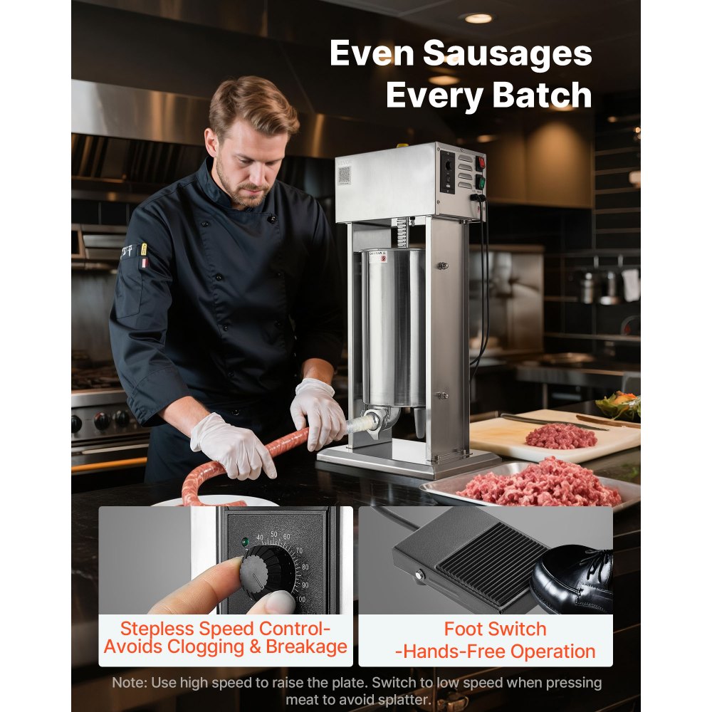 Ηλεκτρικός γεμιστής λουκάνικου VEVOR, κάθετος γεμιστής κρέατος 33 LBS / 15 L, αδιαβάθμητος έλεγχος ταχύτητας και ποδοκίνητο πεντάλ, βαρέως τύπου γεμιστής λουκάνικου από ανοξείδωτο ατσάλι με 4 σωλήνες γέμισης, για εμπορική και οικιακή χρήση Ηλεκτρικός γεμιστής λουκάνικου VEVOR, κάθετος γεμιστής κρέατος 33 LBS / 15 L, αδιαβάθμητος έλεγχος ταχύτητας και ποδοκίνητο πεντάλ, βαρέως τύπου γεμιστής λουκάνικου από ανοξείδωτο ατσάλι με 4 σωλήνες γέμισης, για εμπορική και οικιακή χρήση