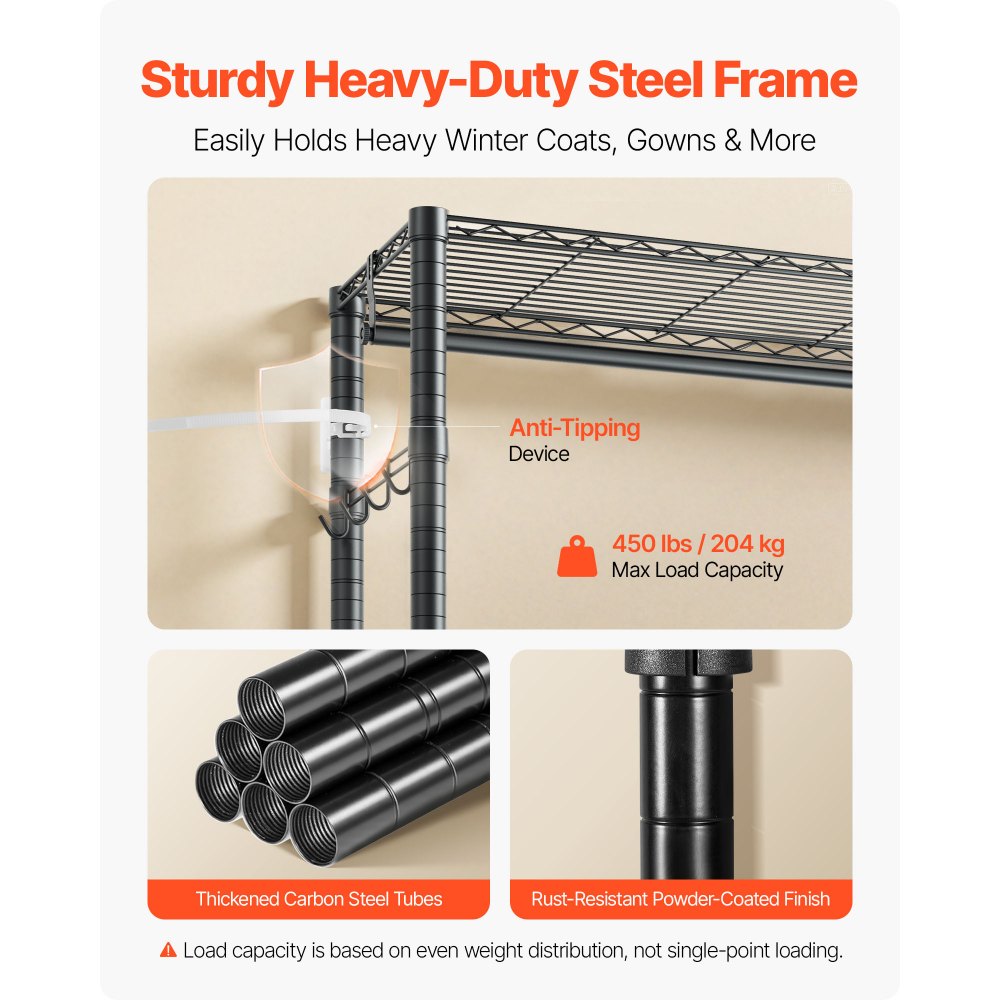 Ράφι ρούχων VEVOR Rolling, Ράφι ρούχων βαρέως τύπου, Ράφι ρούχων 3 ρυθμιζόμενων επιπέδων με ανθρακούχο χάλυβα, Ντουλάπα-ντουλάπα χωρητικότητας 204 kg για υπνοδωμάτιο, κατάστημα ρούχων, διάδρομο Ράφι ρούχων VEVOR Rolling, Ράφι ρούχων βαρέως τύπου, Ράφι ρούχων 3 ρυθμιζόμενων επιπέδων με ανθρακούχο χάλυβα, Ντουλάπα-ντουλάπα χωρητικότητας 204 kg για υπνοδωμάτιο, κατάστημα ρούχων, διάδρομο