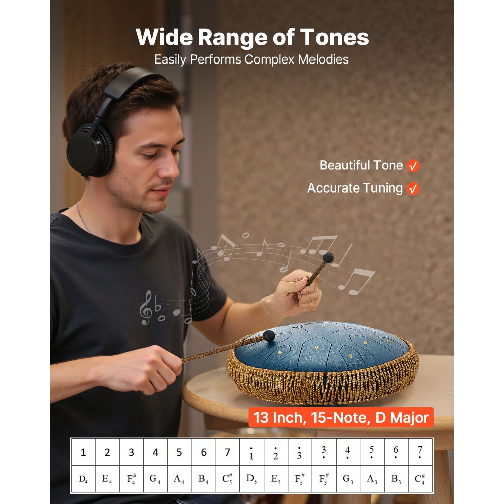 VEVOR Ατσάλινο Τύμπανο με Γλώσσα, 33cm 15 Νότες Τύμπανο Βροχής για Εξωτερικό Κήπο, Μουσικά Τύμπανα σε Ντο Μείζονα με Βιβλίο Μουσικής & Σφυράκια, Κρουστά Όργανα για Διαλογισμό Γιόγκα για Αρχάριους, Μουσική Εκπαίδευση, Μπλε Ναυτικό VEVOR Ατσάλινο Τύμπανο με Γλώσσα, 33cm 15 Νότες Τύμπανο Βροχής για Εξωτερικό Κήπο, Μουσικά Τύμπανα σε Ντο Μείζονα με Βιβλίο Μουσικής & Σφυράκια, Κρουστά Όργανα για Διαλογισμό Γιόγκα για Αρχάριους, Μουσική Εκπαίδευση, Μπλε Ναυτικό