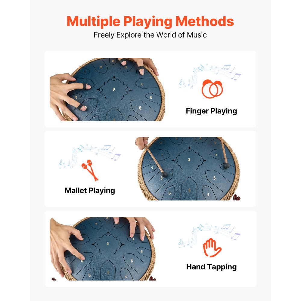 VEVOR Ατσάλινο Τύμπανο με Γλώσσα, 33cm 15 Νότες Τύμπανο Βροχής για Εξωτερικό Κήπο, Μουσικά Τύμπανα σε Ντο Μείζονα με Βιβλίο Μουσικής & Σφυράκια, Κρουστά Όργανα για Διαλογισμό Γιόγκα για Αρχάριους, Μουσική Εκπαίδευση, Μπλε Ναυτικό VEVOR Ατσάλινο Τύμπανο με Γλώσσα, 33cm 15 Νότες Τύμπανο Βροχής για Εξωτερικό Κήπο, Μουσικά Τύμπανα σε Ντο Μείζονα με Βιβλίο Μουσικής & Σφυράκια, Κρουστά Όργανα για Διαλογισμό Γιόγκα για Αρχάριους, Μουσική Εκπαίδευση, Μπλε Ναυτικό