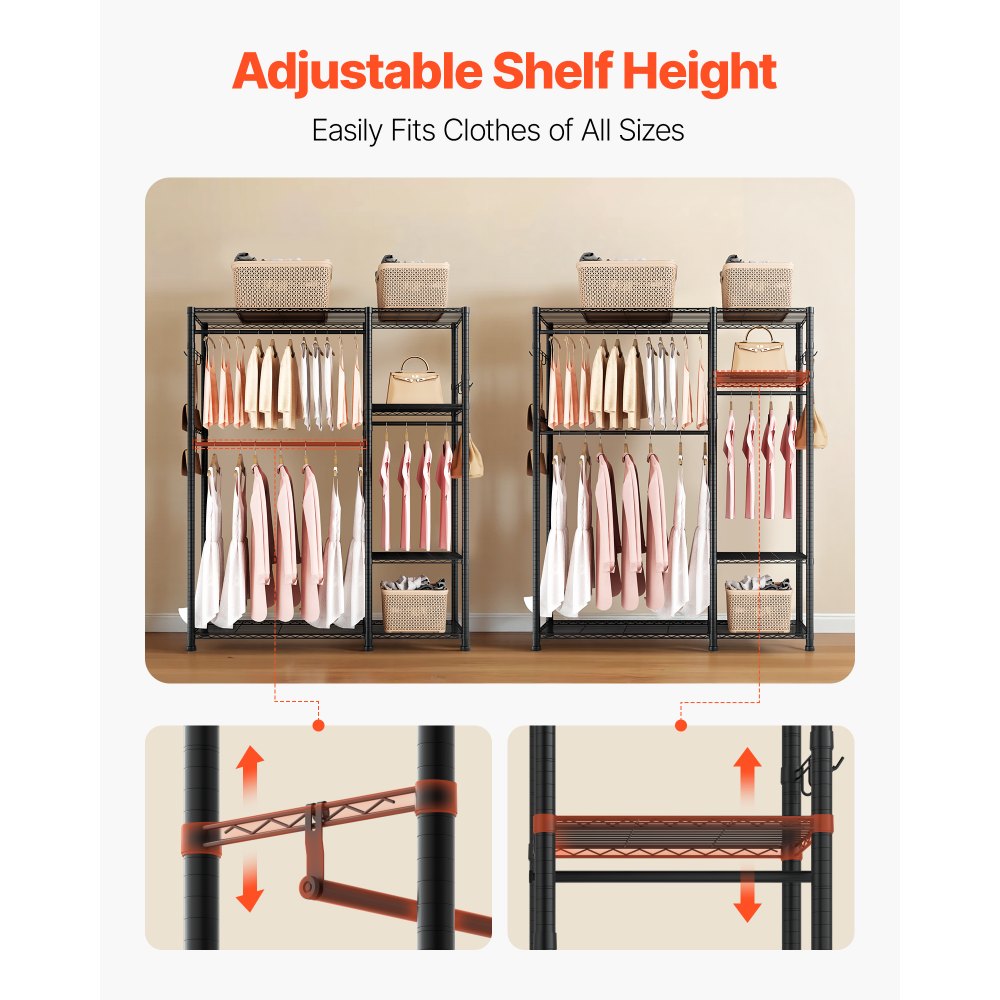 Ράφι ρούχων VEVOR, Ράφι ρούχων βαρέως τύπου, Ράφι ρούχων 6 ρυθμιζόμενων επιπέδων με ατσάλινο σκελετό, Ντουλάπα με χωρητικότητα 363 kg και 3 κρεμάστρες για υπνοδωμάτιο, κατάστημα ρούχων, διάδρομο Ράφι ρούχων VEVOR, Ράφι ρούχων βαρέως τύπου, Ράφι ρούχων 6 ρυθμιζόμενων επιπέδων με ατσάλινο σκελετό, Ντουλάπα με χωρητικότητα 363 kg και 3 κρεμάστρες για υπνοδωμάτιο, κατάστημα ρούχων, διάδρομο