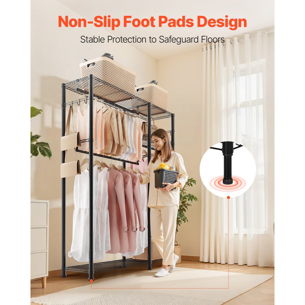 Ράφι ρούχων VEVOR, Ράφι ρούχων βαρέως τύπου, Ράφι ρούχων 6 ρυθμιζόμενων επιπέδων με ατσάλινο σκελετό, Ντουλάπα με χωρητικότητα 363 kg και 3 κρεμάστρες για υπνοδωμάτιο, κατάστημα ρούχων, διάδρομο Ράφι ρούχων VEVOR, Ράφι ρούχων βαρέως τύπου, Ράφι ρούχων 6 ρυθμιζόμενων επιπέδων με ατσάλινο σκελετό, Ντουλάπα με χωρητικότητα 363 kg και 3 κρεμάστρες για υπνοδωμάτιο, κατάστημα ρούχων, διάδρομο