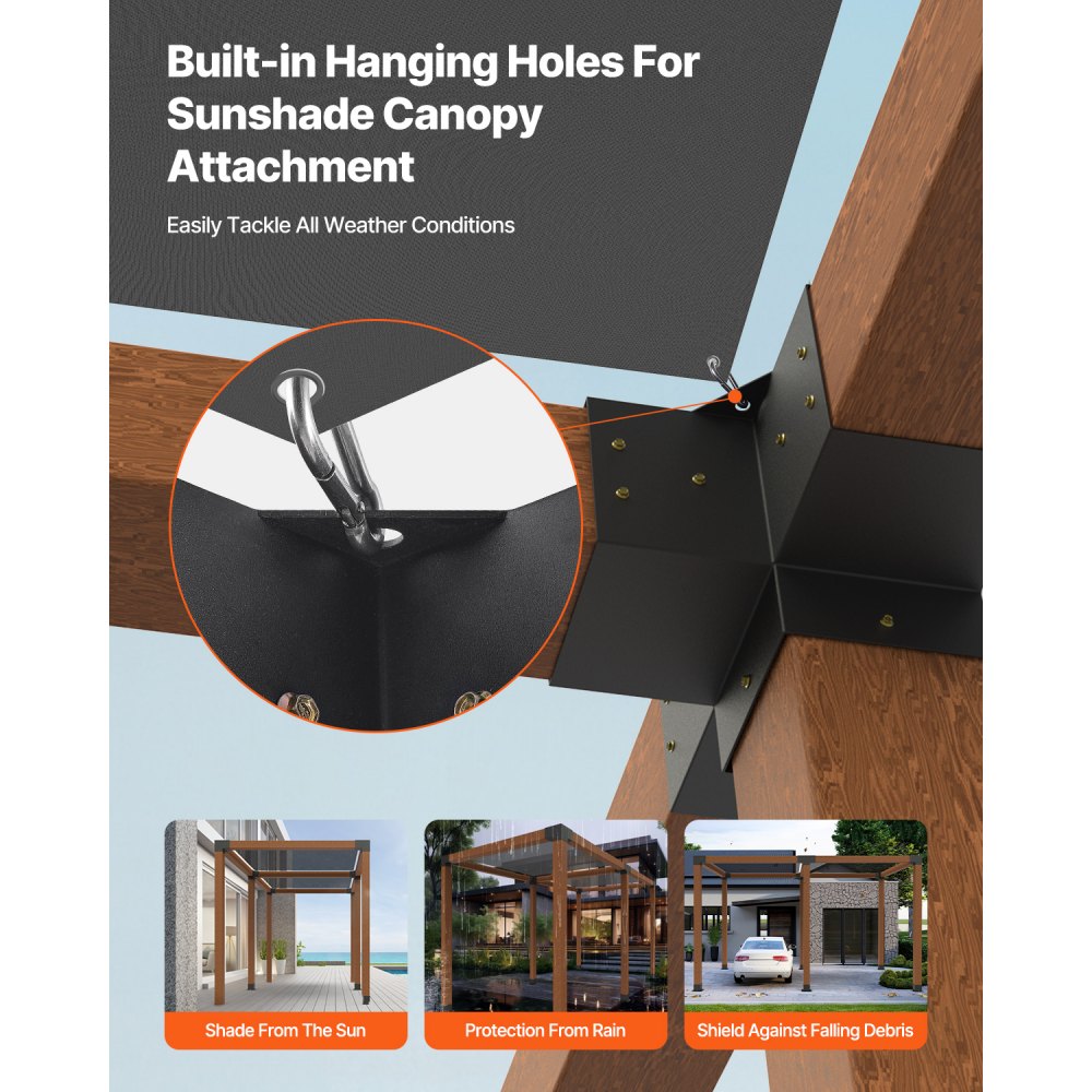 Κιτ πέργκολας VEVOR, στηρίγματα πέργκολας 4x4 ιντσών για ξύλινες δοκούς 92 x 92 mm σε πραγματικές διαστάσεις, στηρίγματα κιόσκι 3 κατευθύνσεων (4 τεμάχια) και 4 κατευθύνσεων (2 τεμάχια) με βάσεις 6 στύλων, για εξωτερικές πέργκολες, κιόσκια, υπόστεγα Κιτ πέργκολας VEVOR, στηρίγματα πέργκολας 4x4 ιντσών για ξύλινες δοκούς 92 x 92 mm σε πραγματικές διαστάσεις, στηρίγματα κιόσκι 3 κατευθύνσεων (4 τεμάχια) και 4 κατευθύνσεων (2 τεμάχια) με βάσεις 6 στύλων, για εξωτερικές πέργκολες, κιόσκια, υπόστεγα