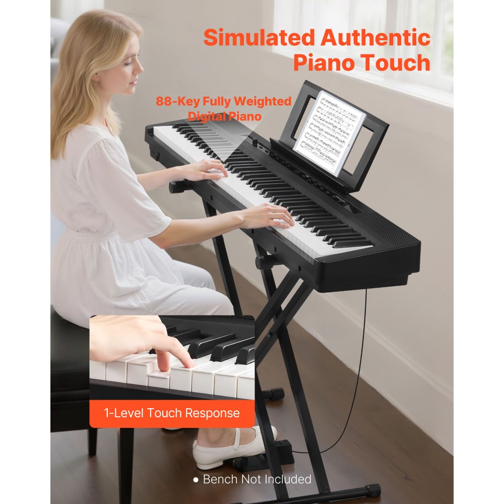 Ψηφιακό πιάνο VEVOR με βάρη, 88 πλήκτρα με πλήρη βάρη, διπλό πληκτρολόγιο και ηχεία ηλεκτρικού πιάνου με βάση X, πεντάλ Sustain, λειτουργία εγγραφής, 280 τόνοι, ασύρματη σύνδεση, για αρχάριους, μαύρο Ψηφιακό πιάνο VEVOR με βάρη, 88 πλήκτρα με πλήρη βάρη, διπλό πληκτρολόγιο και ηχεία ηλεκτρικού πιάνου με βάση X, πεντάλ Sustain, λειτουργία εγγραφής, 280 τόνοι, ασύρματη σύνδεση, για αρχάριους, μαύρο