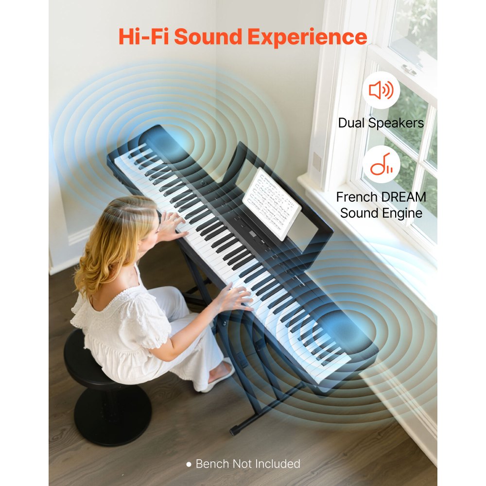 Ψηφιακό πιάνο VEVOR με βάρη, 88 πλήκτρα με πλήρη βάρη, διπλό πληκτρολόγιο και ηχεία ηλεκτρικού πιάνου με βάση X, πεντάλ Sustain, λειτουργία εγγραφής, 280 τόνοι, ασύρματη σύνδεση, για αρχάριους, μαύρο Ψηφιακό πιάνο VEVOR με βάρη, 88 πλήκτρα με πλήρη βάρη, διπλό πληκτρολόγιο και ηχεία ηλεκτρικού πιάνου με βάση X, πεντάλ Sustain, λειτουργία εγγραφής, 280 τόνοι, ασύρματη σύνδεση, για αρχάριους, μαύρο