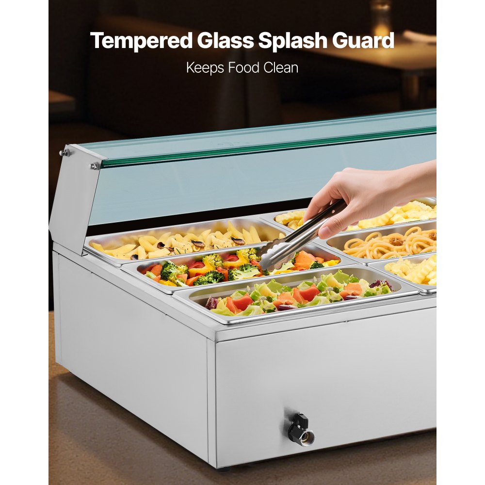 Θερμαντήρας φαγητού VEVOR Επαγγελματικός, Ηλεκτρικός θερμαντήρας φαγητού ατμού από ανοξείδωτο ατσάλι 1700W με γυάλινο κάλυμμα, Μπεν Μαρί Μπουφέ 12 Τηγανιών με Σούπα & Τρυπητές Κουτάλες, για Catering, Εστιατόριο & Πάρτι Θερμαντήρας φαγητού VEVOR Επαγγελματικός, Ηλεκτρικός θερμαντήρας φαγητού ατμού από ανοξείδωτο ατσάλι 1700W με γυάλινο κάλυμμα, Μπεν Μαρί Μπουφέ 12 Τηγανιών με Σούπα & Τρυπητές Κουτάλες, για Catering, Εστιατόριο & Πάρτι