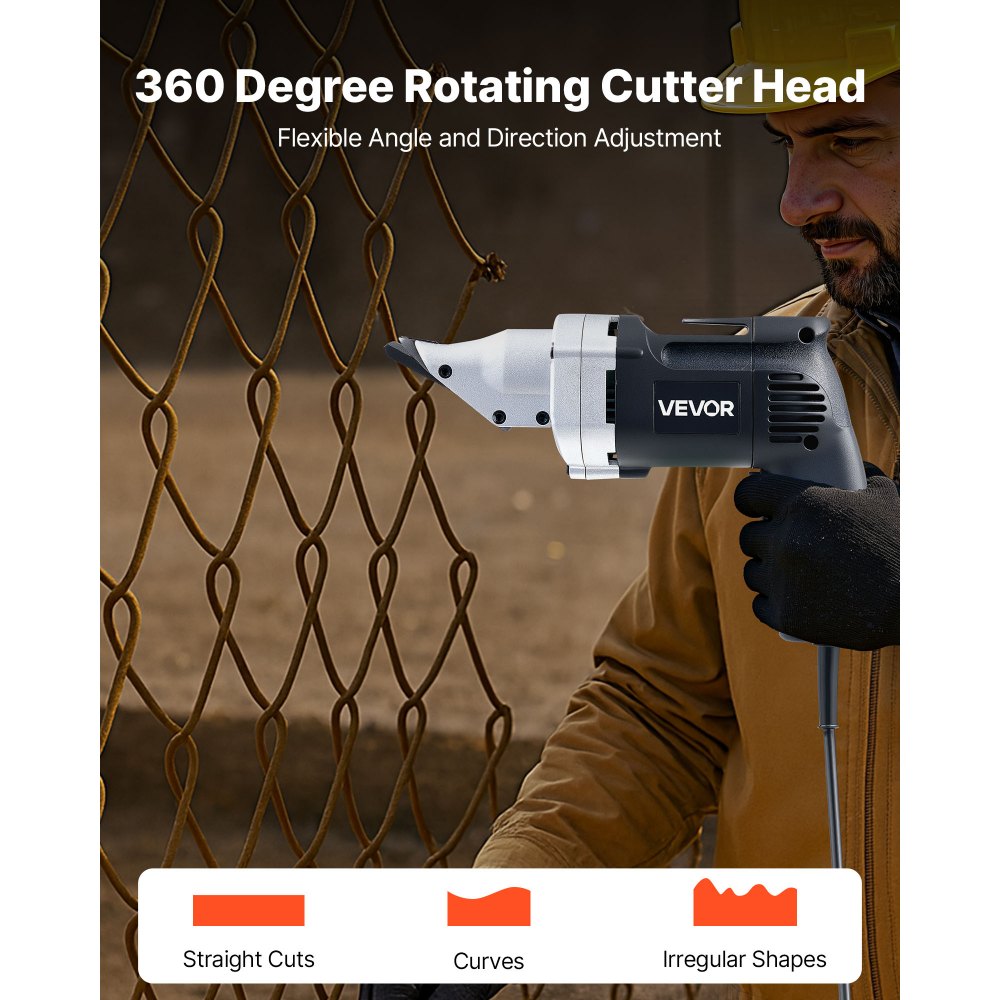 Ηλεκτρικό ψαλίδι μετάλλων VEVOR, κόφτης λαμαρίνας με καλώδιο 4,0 Amp με περιστρεφόμενη κεφαλή 360 μοιρών, μεταβλητή ταχύτητα, συνεχής κοπή, καθαρή κοπή για γαλβανισμένο χάλυβα 1,22 mm, ανοξείδωτο χάλυβα 1 mm, 2500 SPM Ηλεκτρικό ψαλίδι μετάλλων VEVOR, κόφτης λαμαρίνας με καλώδιο 4,0 Amp με περιστρεφόμενη κεφαλή 360 μοιρών, μεταβλητή ταχύτητα, συνεχής κοπή, καθαρή κοπή για γαλβανισμένο χάλυβα 1,22 mm, ανοξείδωτο χάλυβα 1 mm, 2500 SPM