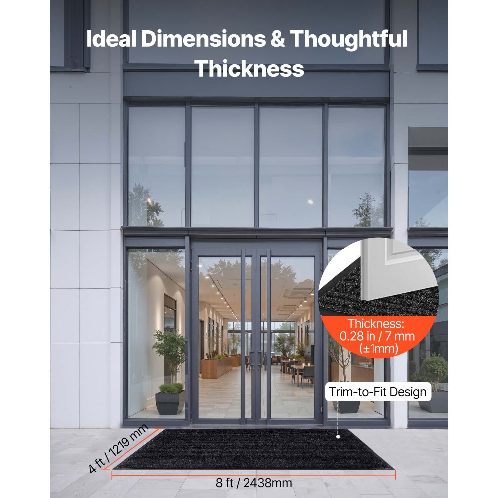 Πατάκι εισόδου VEVOR, 2438 x 1219 mm, εμπορικό πατάκι δαπέδου για εσωτερικούς και εξωτερικούς χώρους, κομψό ριγέ βιομηχανικό χαλί με επένδυση PVC, βαρέως τύπου πλενόμενο χαλί εισόδου για διάδρομο, μπαλκόνι, γκαράζ, γκρι Πατάκι εισόδου VEVOR, 2438 x 1219 mm, εμπορικό πατάκι δαπέδου για εσωτερικούς και εξωτερικούς χώρους, κομψό ριγέ βιομηχανικό χαλί με επένδυση PVC, βαρέως τύπου πλενόμενο χαλί εισόδου για διάδρομο, μπαλκόνι, γκαράζ, γκρι