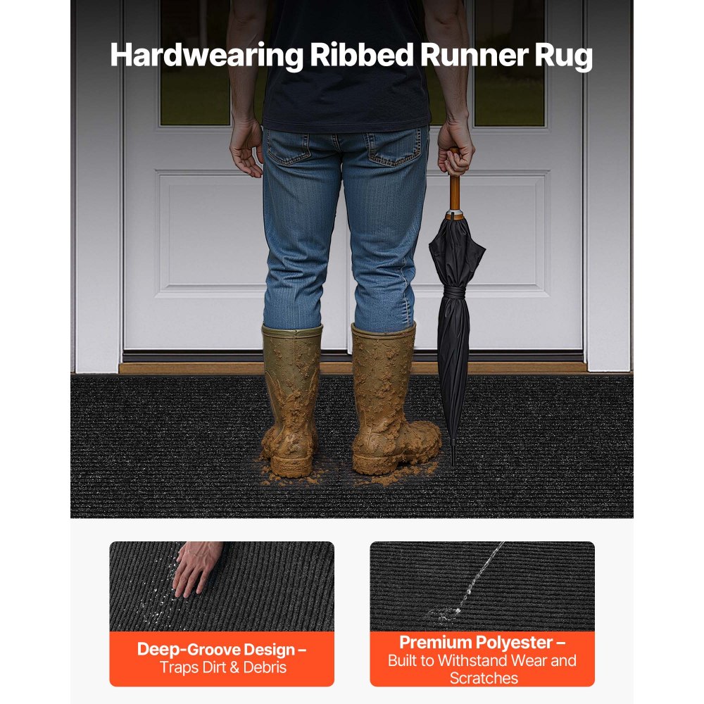 Πατάκι εισόδου VEVOR, 2438 x 1219 mm, εμπορικό πατάκι δαπέδου για εσωτερικούς και εξωτερικούς χώρους, κομψό ριγέ βιομηχανικό χαλί με επένδυση PVC, βαρέως τύπου πλενόμενο χαλί εισόδου για διάδρομο, μπαλκόνι, γκαράζ, γκρι Πατάκι εισόδου VEVOR, 2438 x 1219 mm, εμπορικό πατάκι δαπέδου για εσωτερικούς και εξωτερικούς χώρους, κομψό ριγέ βιομηχανικό χαλί με επένδυση PVC, βαρέως τύπου πλενόμενο χαλί εισόδου για διάδρομο, μπαλκόνι, γκαράζ, γκρι