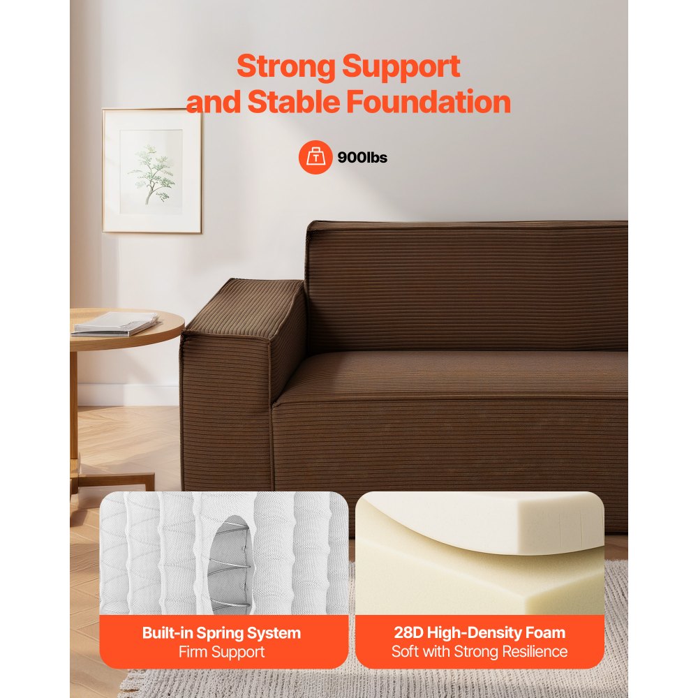 Μοντέρνος καναπές VEVOR 2110 mm, Άνετος καναπές από κορδόνι με βαθιά καθίσματα, Καναπές Cloud με φαρδιά μπράτσα, Δεν απαιτείται συναρμολόγηση, Μεγάλος βελούδινος καναπές ιδανικός για σαλόνι, υπνοδωμάτιο, διαμέρισμα και γραφείο, καφέ Μοντέρνος καναπές VEVOR 2110 mm, Άνετος καναπές από κορδόνι με βαθιά καθίσματα, Καναπές Cloud με φαρδιά μπράτσα, Δεν απαιτείται συναρμολόγηση, Μεγάλος βελούδινος καναπές ιδανικός για σαλόνι, υπνοδωμάτιο, διαμέρισμα και γραφείο, καφέ