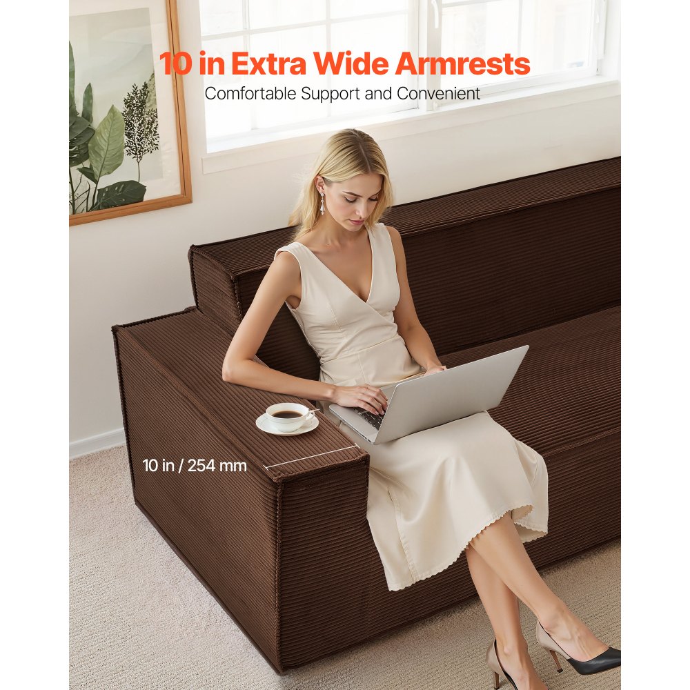 Μοντέρνος καναπές VEVOR 2110 mm, Άνετος καναπές από κορδόνι με βαθιά καθίσματα, Καναπές Cloud με φαρδιά μπράτσα, Δεν απαιτείται συναρμολόγηση, Μεγάλος βελούδινος καναπές ιδανικός για σαλόνι, υπνοδωμάτιο, διαμέρισμα και γραφείο, καφέ Μοντέρνος καναπές VEVOR 2110 mm, Άνετος καναπές από κορδόνι με βαθιά καθίσματα, Καναπές Cloud με φαρδιά μπράτσα, Δεν απαιτείται συναρμολόγηση, Μεγάλος βελούδινος καναπές ιδανικός για σαλόνι, υπνοδωμάτιο, διαμέρισμα και γραφείο, καφέ