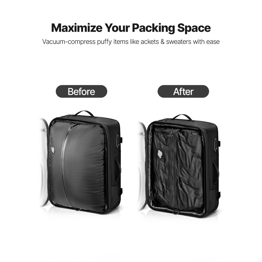 Σακίδιο ταξιδιού VEVOR κενού αέρος, 65L, επεκτεινόμενο σακίδιο ταξιδιού συμπίεσης με σφραγίδα κενού αέρος, με κλειδαριά εγκεκριμένη από την TSA, πολλαπλές τσέπες, αδιάβροχη βαλίτσα χειρός, χωρίς αντλία, μαύρο Σακίδιο ταξιδιού VEVOR κενού αέρος, 65L, επεκτεινόμενο σακίδιο ταξιδιού συμπίεσης με σφραγίδα κενού αέρος, με κλειδαριά εγκεκριμένη από την TSA, πολλαπλές τσέπες, αδιάβροχη βαλίτσα χειρός, χωρίς αντλία, μαύρο