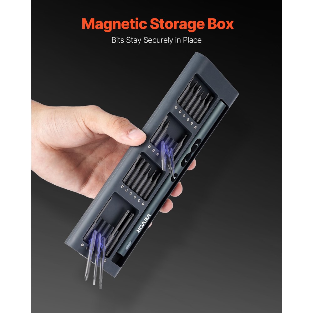 Σετ ηλεκτρικών κατσαβιδιών ακριβείας VEVOR, 48 μαγνητικές μύτες, μίνι ηλεκτρικό κατσαβίδι με μαγνητικό κουτί αποθήκευσης, ατσάλινες μύτες S2, φως LED, φόρτιση τύπου C, για επισκευή τηλεφώνων, φορητών υπολογιστών και ηλεκτρονικών ειδών Σετ ηλεκτρικών κατσαβιδιών ακριβείας VEVOR, 48 μαγνητικές μύτες, μίνι ηλεκτρικό κατσαβίδι με μαγνητικό κουτί αποθήκευσης, ατσάλινες μύτες S2, φως LED, φόρτιση τύπου C, για επισκευή τηλεφώνων, φορητών υπολογιστών και ηλεκτρονικών ειδών