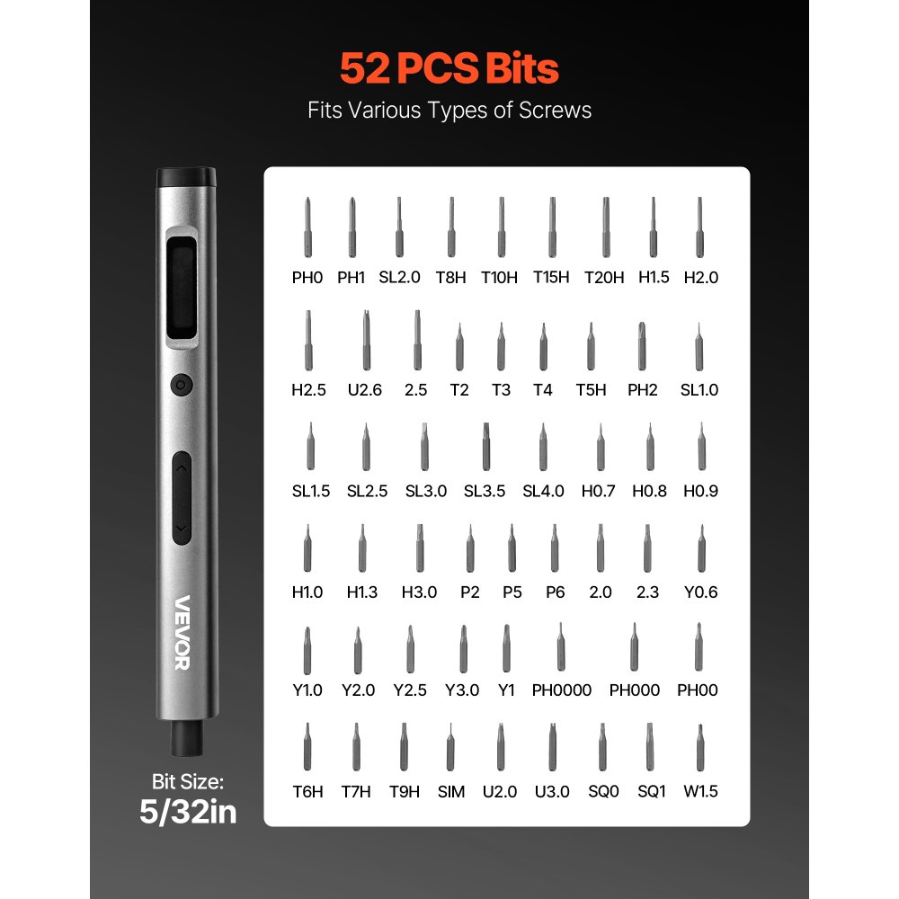 Σετ ηλεκτρικών κατσαβιδιών ακριβείας VEVOR, 52 μαγνητικές μύτες, μίνι ηλεκτρικό κατσαβίδι με μαγνητικό κουτί αποθήκευσης, ατσάλινες μύτες S2, φως LED, φόρτιση τύπου C, για επισκευή τηλεφώνων, φορητών υπολογιστών και ηλεκτρονικών ειδών Σετ ηλεκτρικών κατσαβιδιών ακριβείας VEVOR, 52 μαγνητικές μύτες, μίνι ηλεκτρικό κατσαβίδι με μαγνητικό κουτί αποθήκευσης, ατσάλινες μύτες S2, φως LED, φόρτιση τύπου C, για επισκευή τηλεφώνων, φορητών υπολογιστών και ηλεκτρονικών ειδών