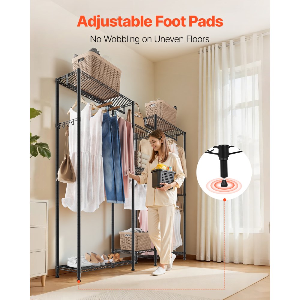 Ράφι ρούχων VEVOR, Ντουλάπα βαρέως τύπου, Ράφι ρούχων 7 ρυθμιζόμενων επιπέδων με ατσάλινο σκελετό, Ράφι ρούχων χωρητικότητας 385,5 kg με 4 κρεμάστρες για υπνοδωμάτιο, κατάστημα ρούχων, διάδρομο Ράφι ρούχων VEVOR, Ντουλάπα βαρέως τύπου, Ράφι ρούχων 7 ρυθμιζόμενων επιπέδων με ατσάλινο σκελετό, Ράφι ρούχων χωρητικότητας 385,5 kg με 4 κρεμάστρες για υπνοδωμάτιο, κατάστημα ρούχων, διάδρομο