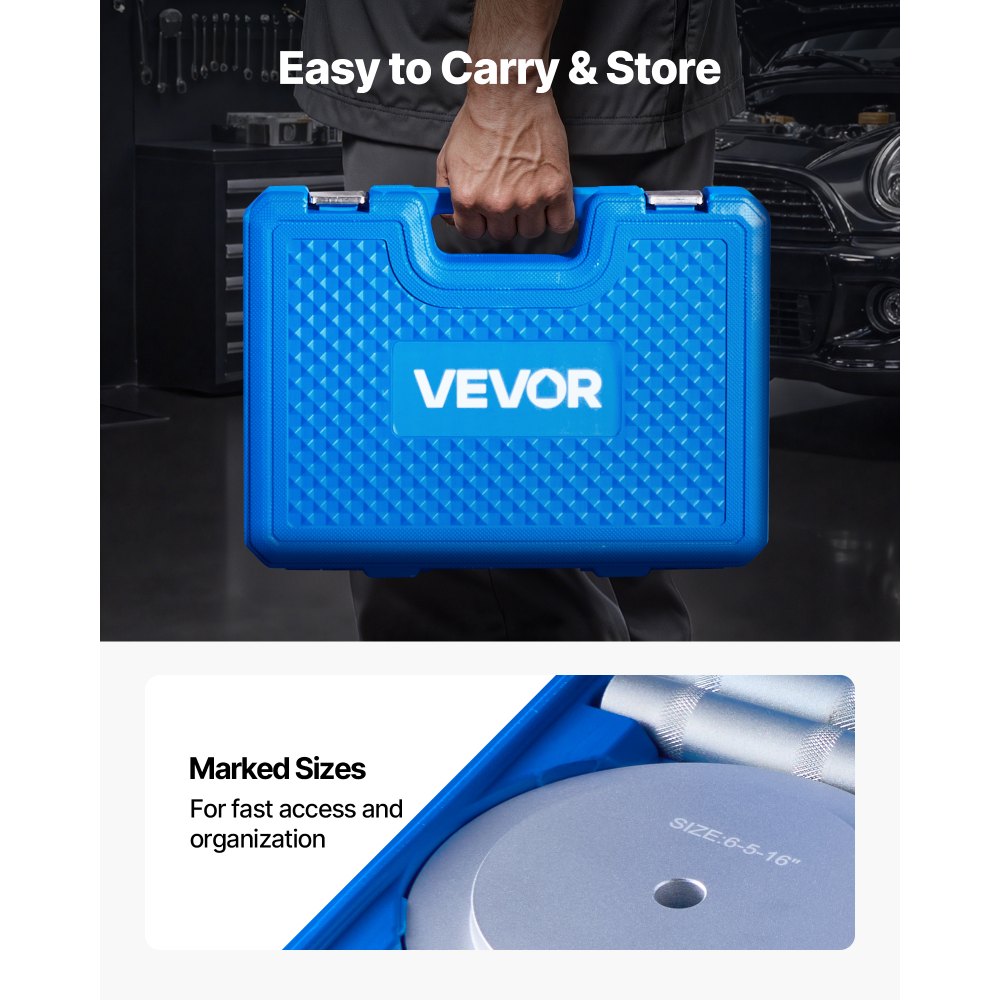 Κιτ Πίεσης Ρουλεμάν VEVOR, 7 τεμάχια, Σετ Κατσαβιδιού Ρουλεμάν και Στεγανοποίησης με 5 Δακτυλίους, Άξονα Λαβής και Ράβδο Επέκτασης, Σετ Εργαλείων Κατσαβιδιού Δακτυλίου, Κιτ Εργαλείων Εγκατάστασης Αφαίρεσης Βαριάς Χρήσης με Θήκη Αποθήκευσης Κιτ Πίεσης Ρουλεμάν VEVOR, 7 τεμάχια, Σετ Κατσαβιδιού Ρουλεμάν και Στεγανοποίησης με 5 Δακτυλίους, Άξονα Λαβής και Ράβδο Επέκτασης, Σετ Εργαλείων Κατσαβιδιού Δακτυλίου, Κιτ Εργαλείων Εγκατάστασης Αφαίρεσης Βαριάς Χρήσης με Θήκη Αποθήκευσης