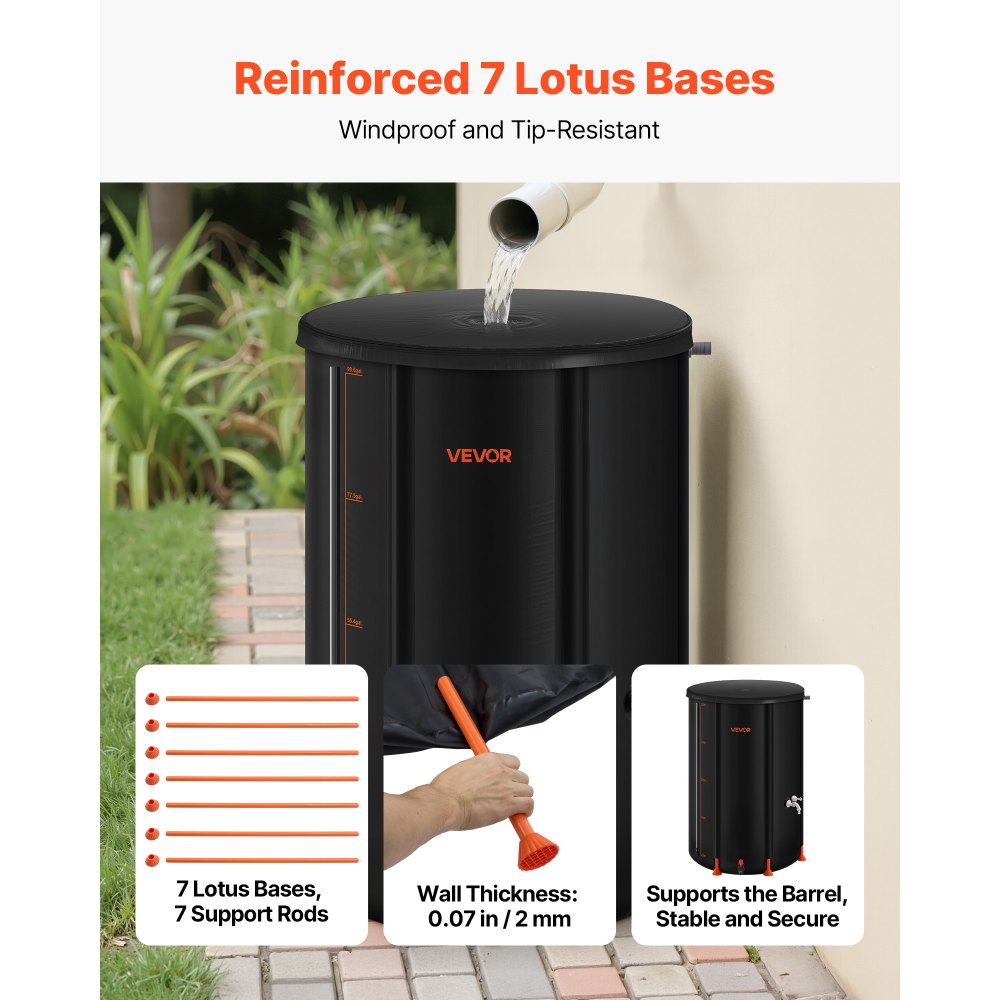 Πτυσσόμενο βαρέλι βροχής VEVOR, φορητό βαρέλι συλλογής βρόχινου νερού 380 λίτρων, σύστημα συλλογής βρόχινου νερού από PVC 1000D, δοχείο αποθήκευσης δεξαμενής συλλογής νερού κήπου με κιτ βρύσης και υπερχείλισης, μαύρο Πτυσσόμενο βαρέλι βροχής VEVOR, φορητό βαρέλι συλλογής βρόχινου νερού 380 λίτρων, σύστημα συλλογής βρόχινου νερού από PVC 1000D, δοχείο αποθήκευσης δεξαμενής συλλογής νερού κήπου με κιτ βρύσης και υπερχείλισης, μαύρο